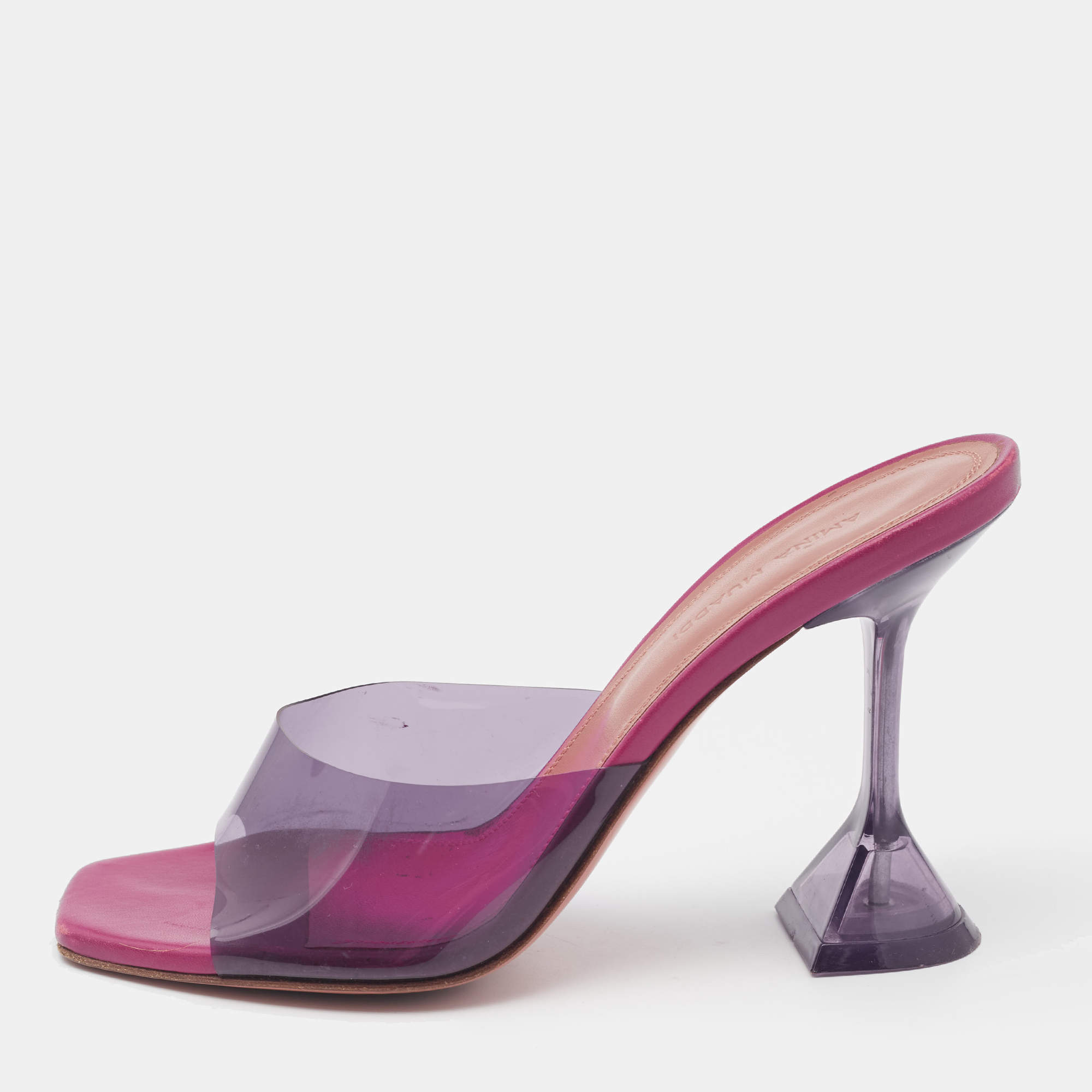 Amina Muaddi Purple PVC Lupita Slide Sandals Size 36.5