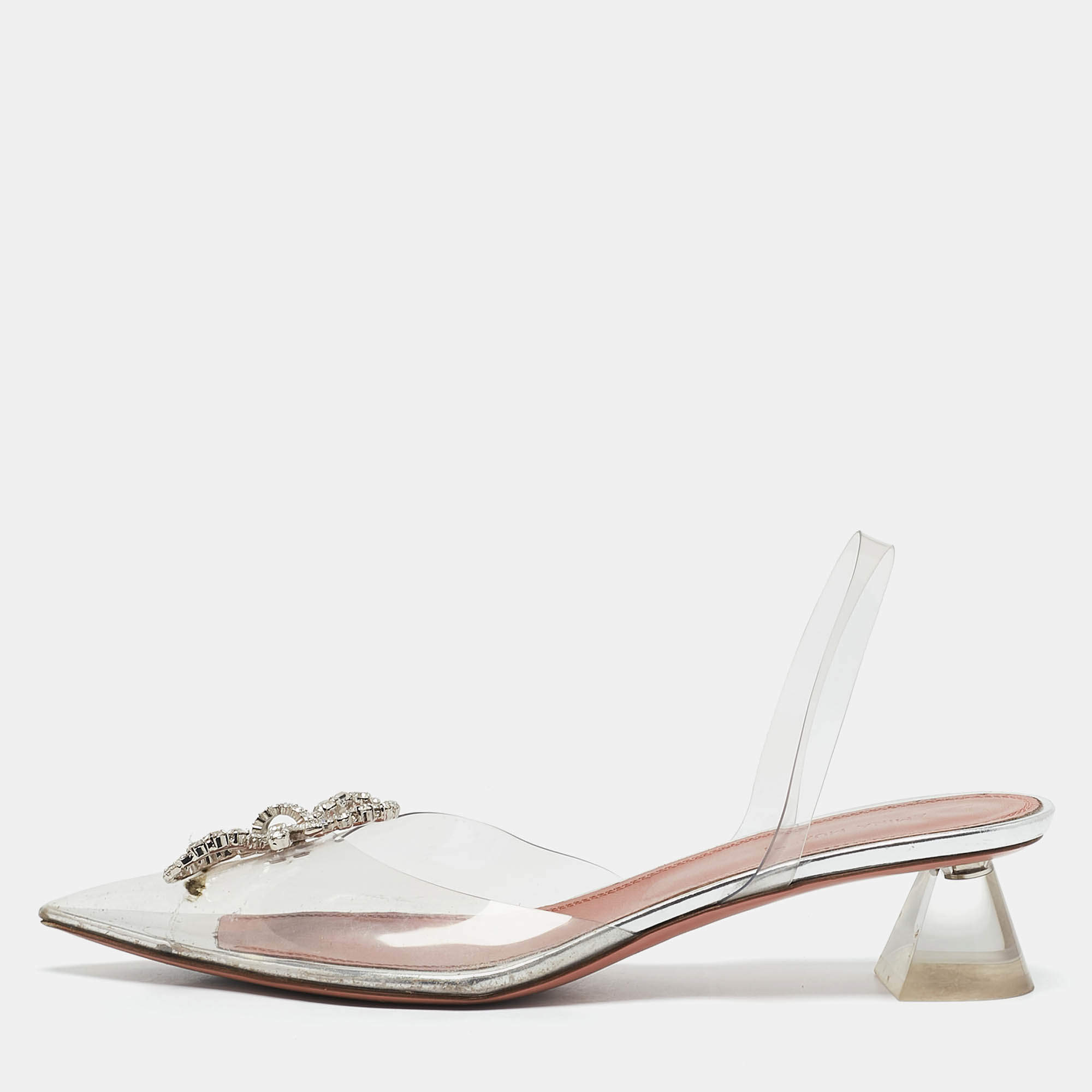 Amina Muaddi Transparent PVC Rosie Slingback Pumps Size 39