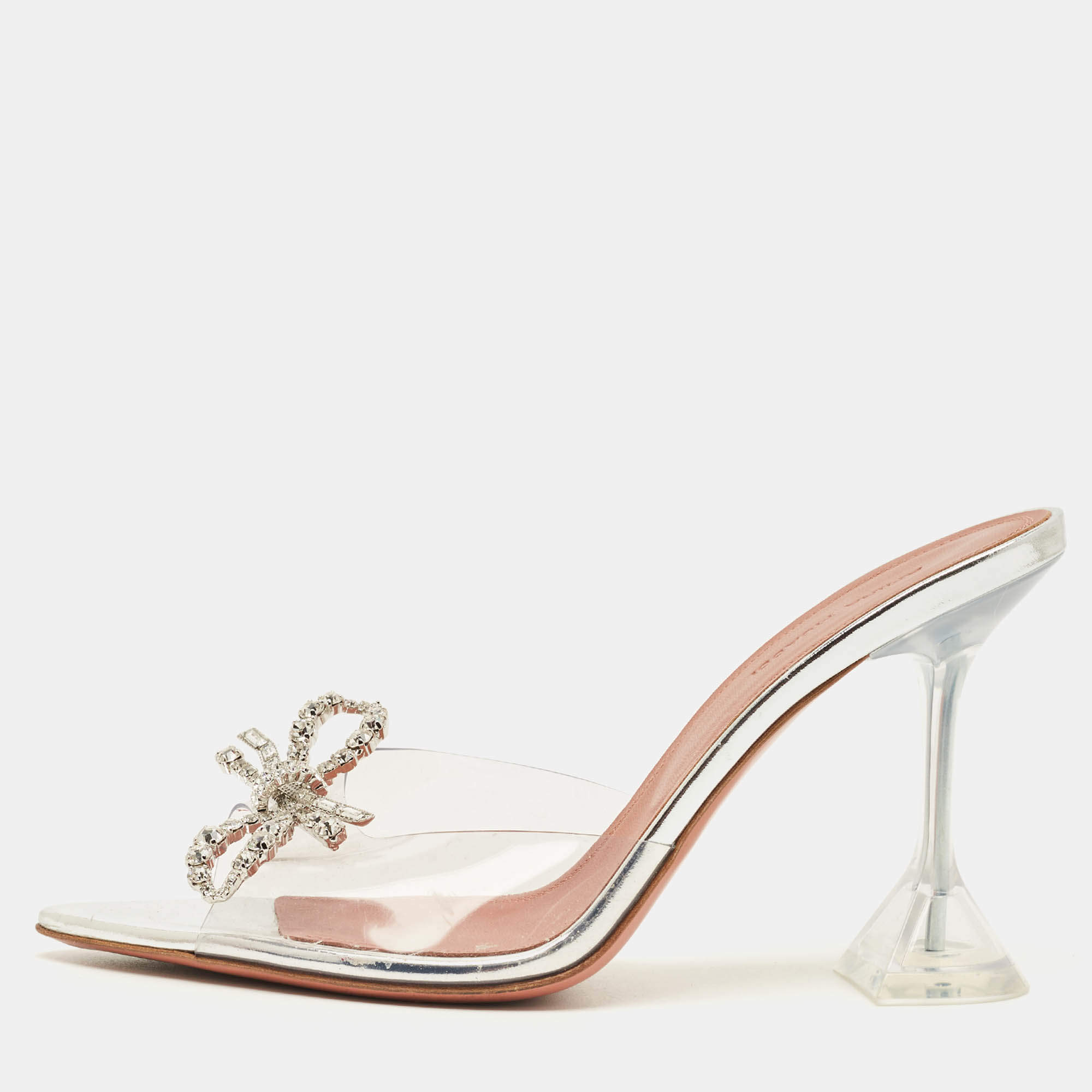 مملوكة مسبقًا Amina Muaddi Rosie Size 38.5 Transparent PVC Slide Sandals