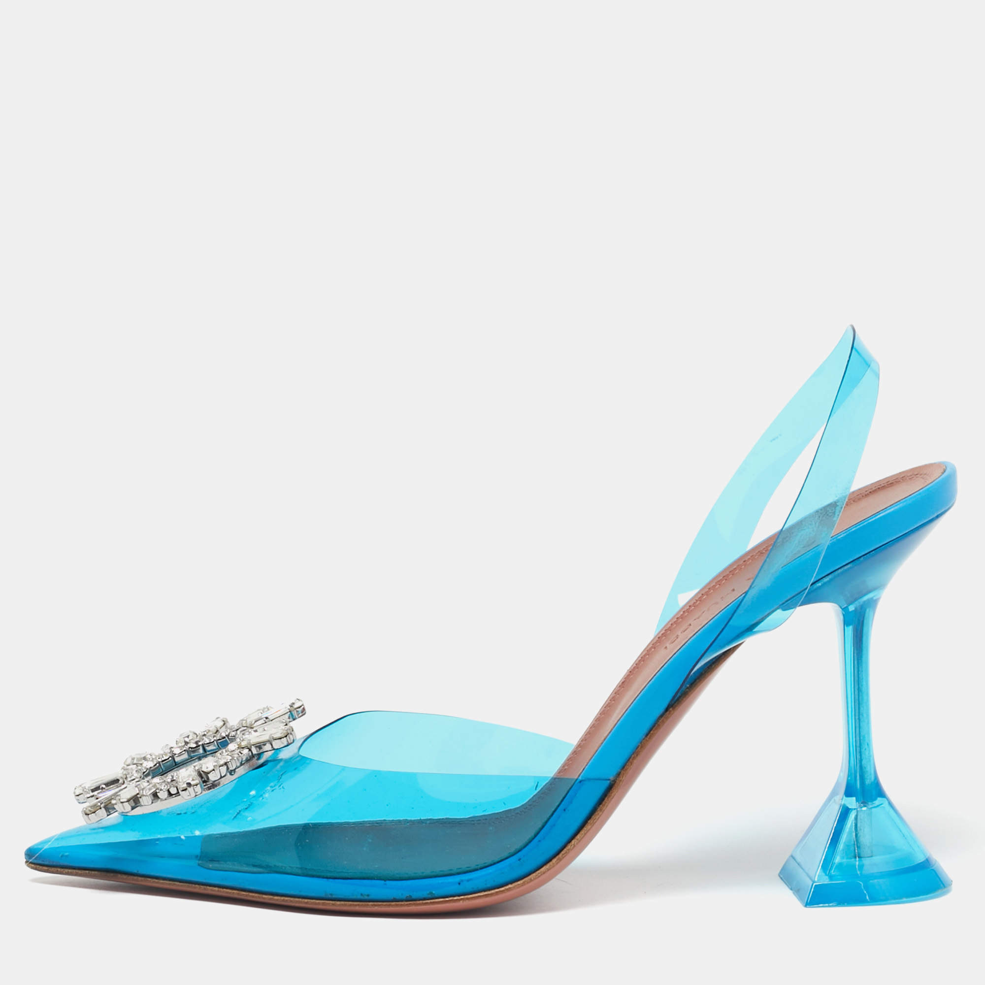 مملوكة مسبقًا Amina Muaddi Begum Size 37 Blue PVC Slingback Pumps