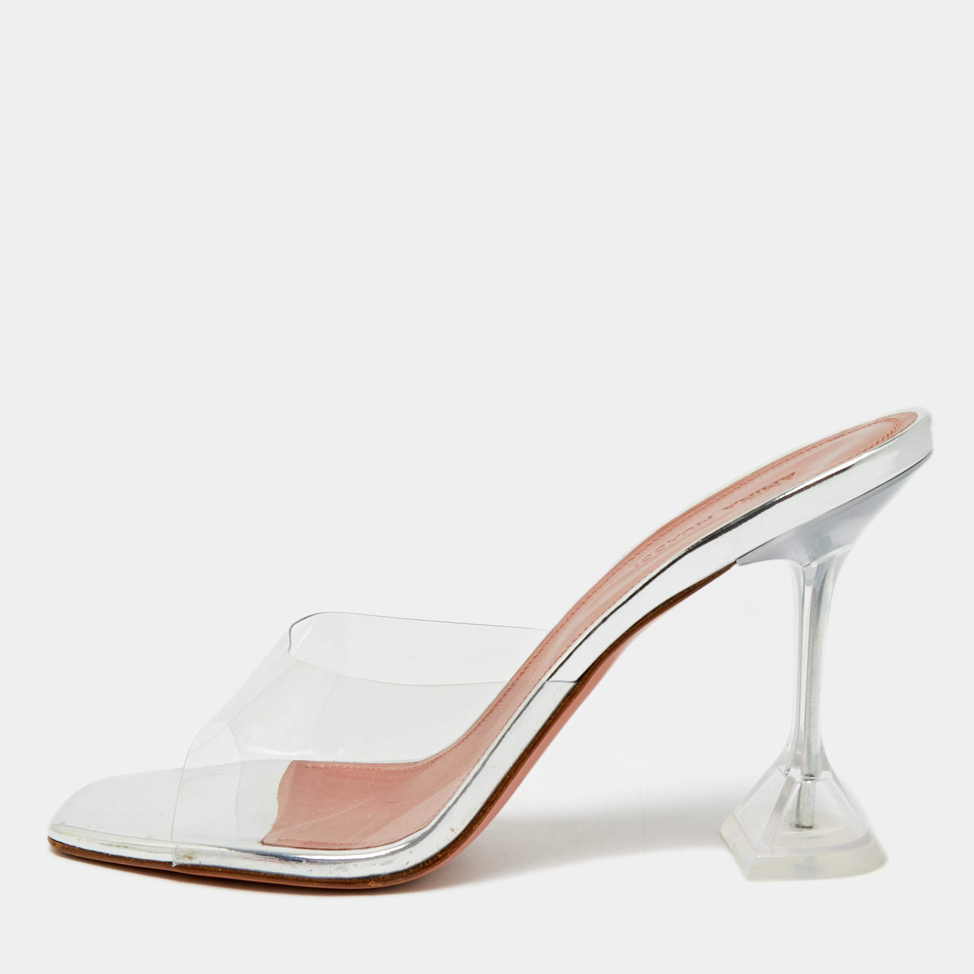 مملوكة مسبقًا Amina Muaddi Lupita Size 40.5 Transparent PVC Slide Sandals