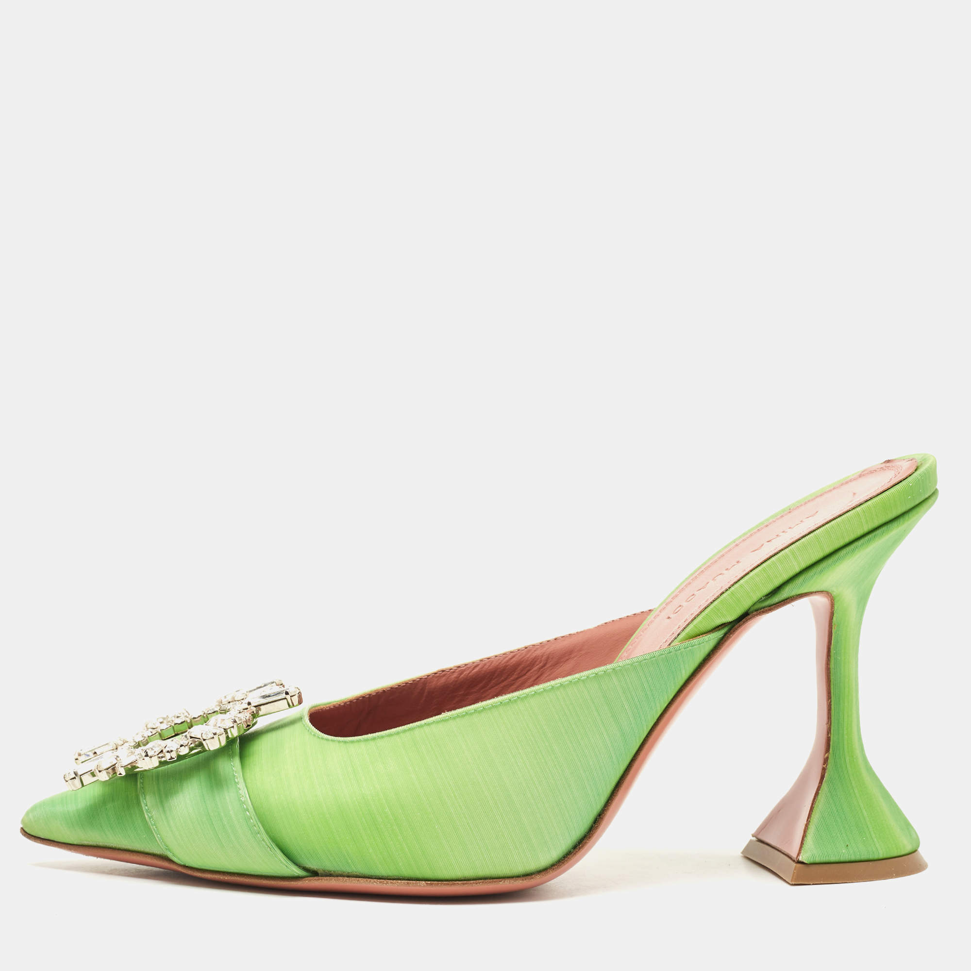 Amina Muaddi Green PVC Begum Mules Size 36 