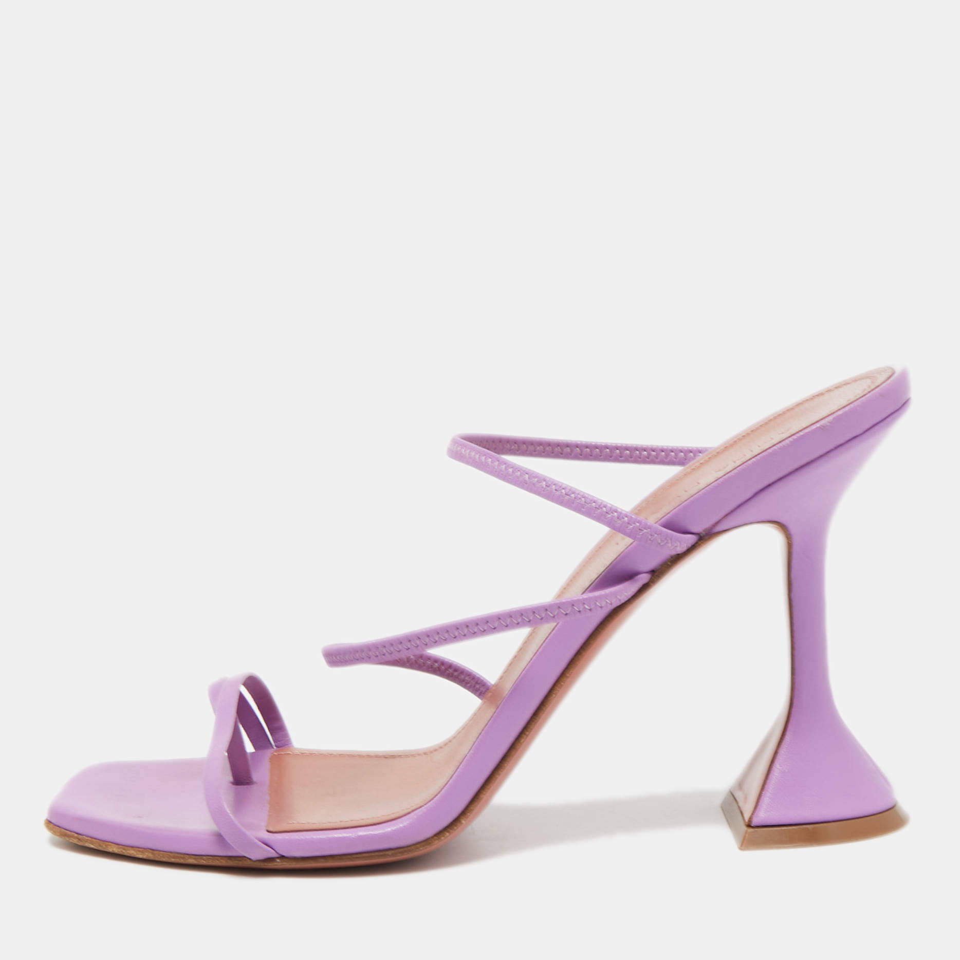 Pre Owned Amina Muaddi Purple Leather Naima Sandals Size 37