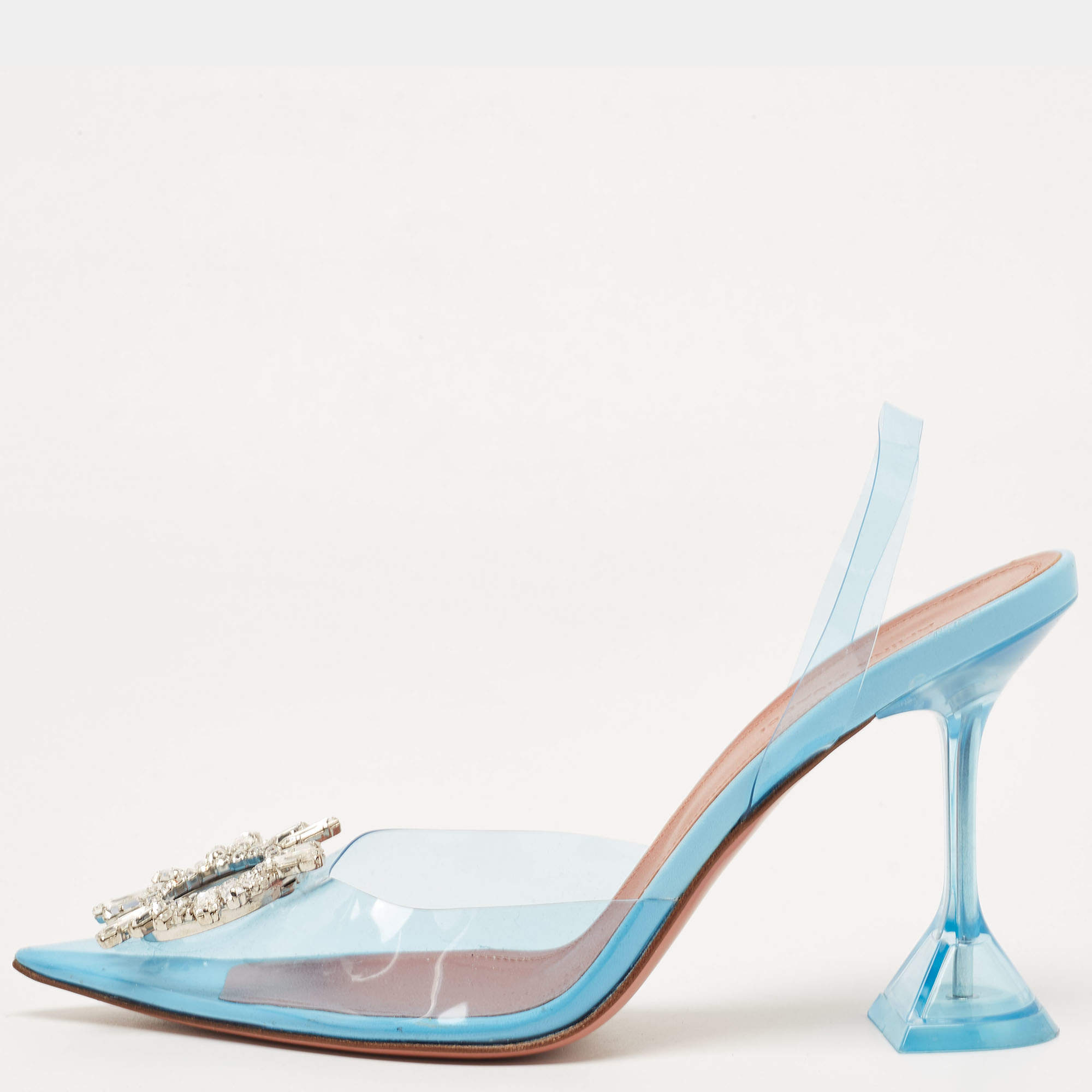 Amina Muaddi Blue PVC Begum Slingback Pumps Size 38.5