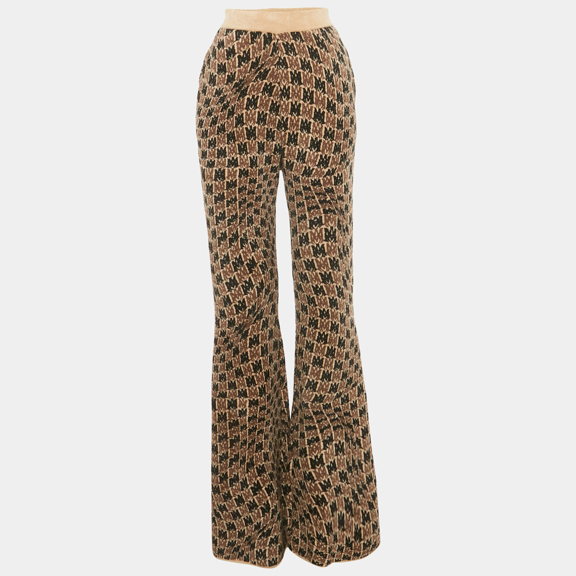 Pre Owned Amiri Brown MA Swirl Stretch Velvet Flared Trousers M