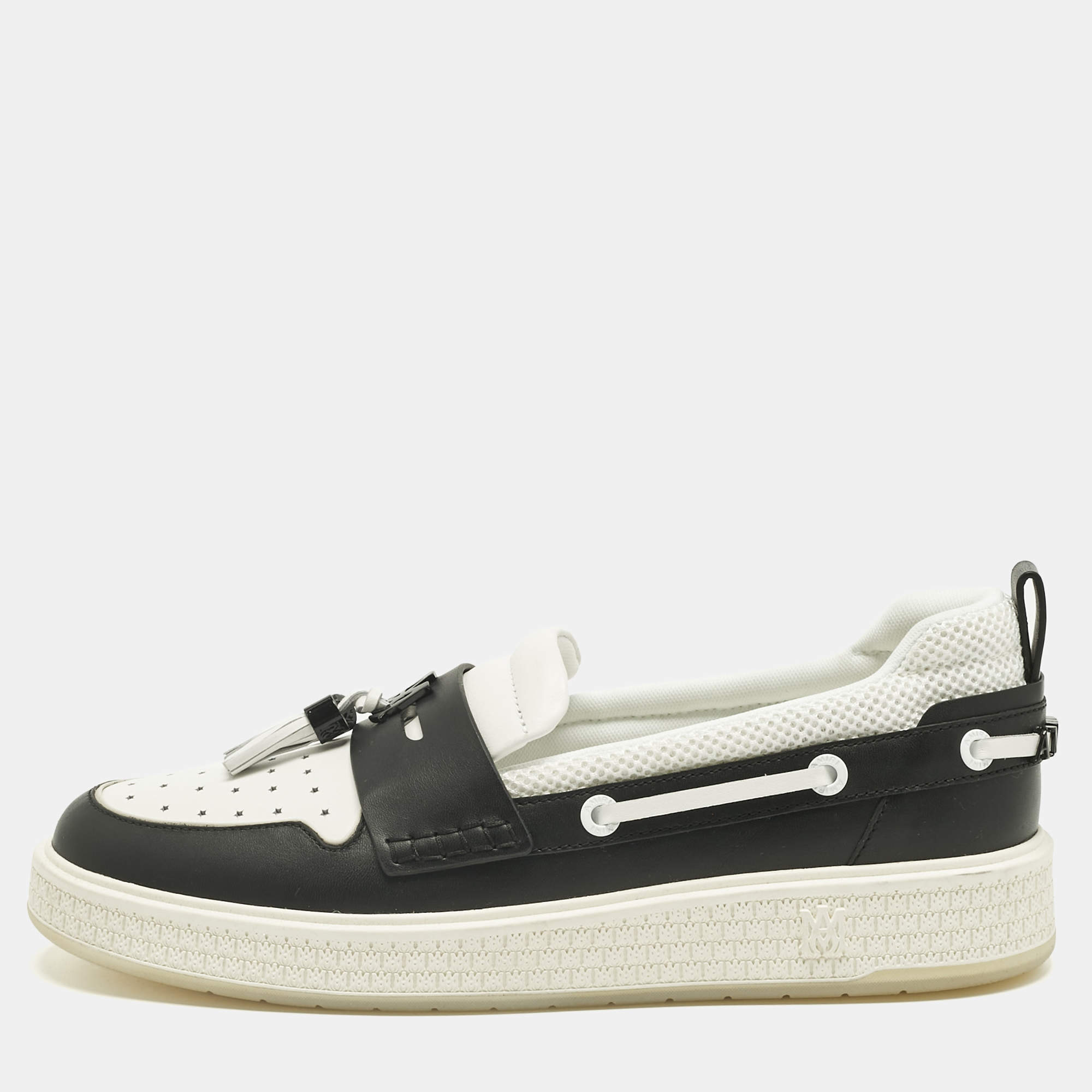 Pre Owned Amiri White Leather and Mesh MA1 Tassel  Sneaker Loafer Size 46