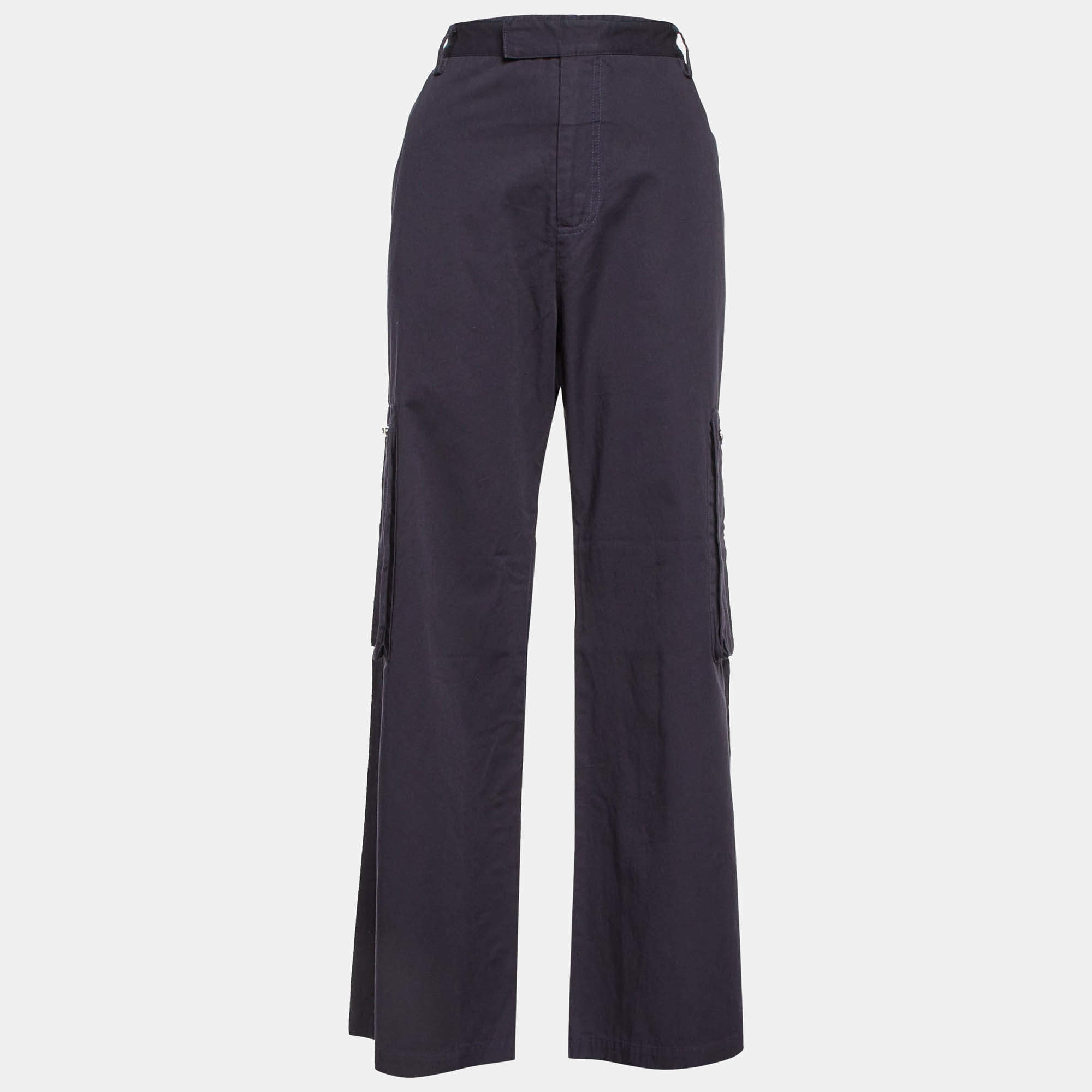 Pre Owned Amiri Navy Blue Cotton Blend Wide Leg Cargo Pants M