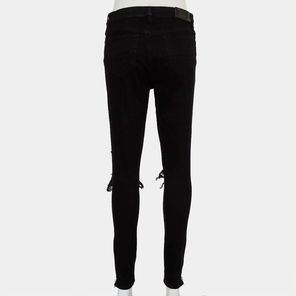 Amiri Black Denim Zipper Detail Distressed Jeans M Amiri
