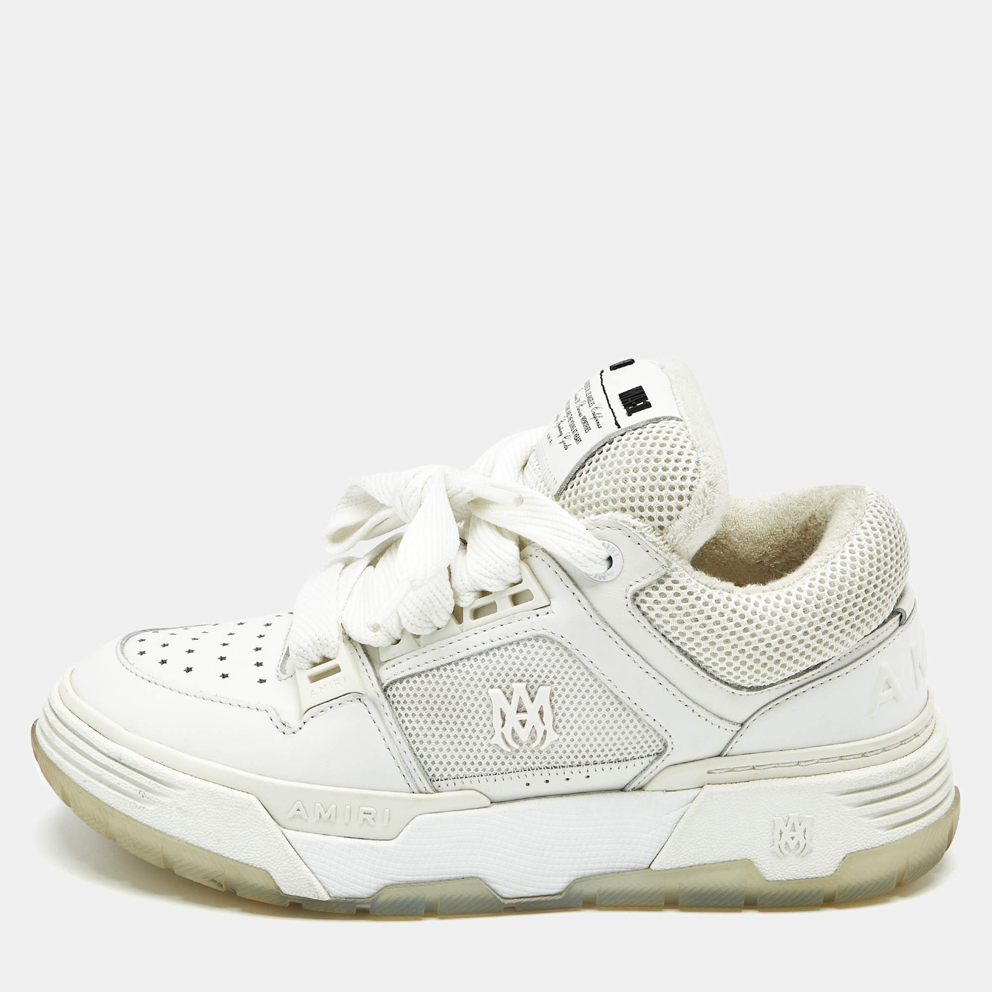 Pre Owned Amiri White Mesh and Leather MA-1 Sneakers Size 40