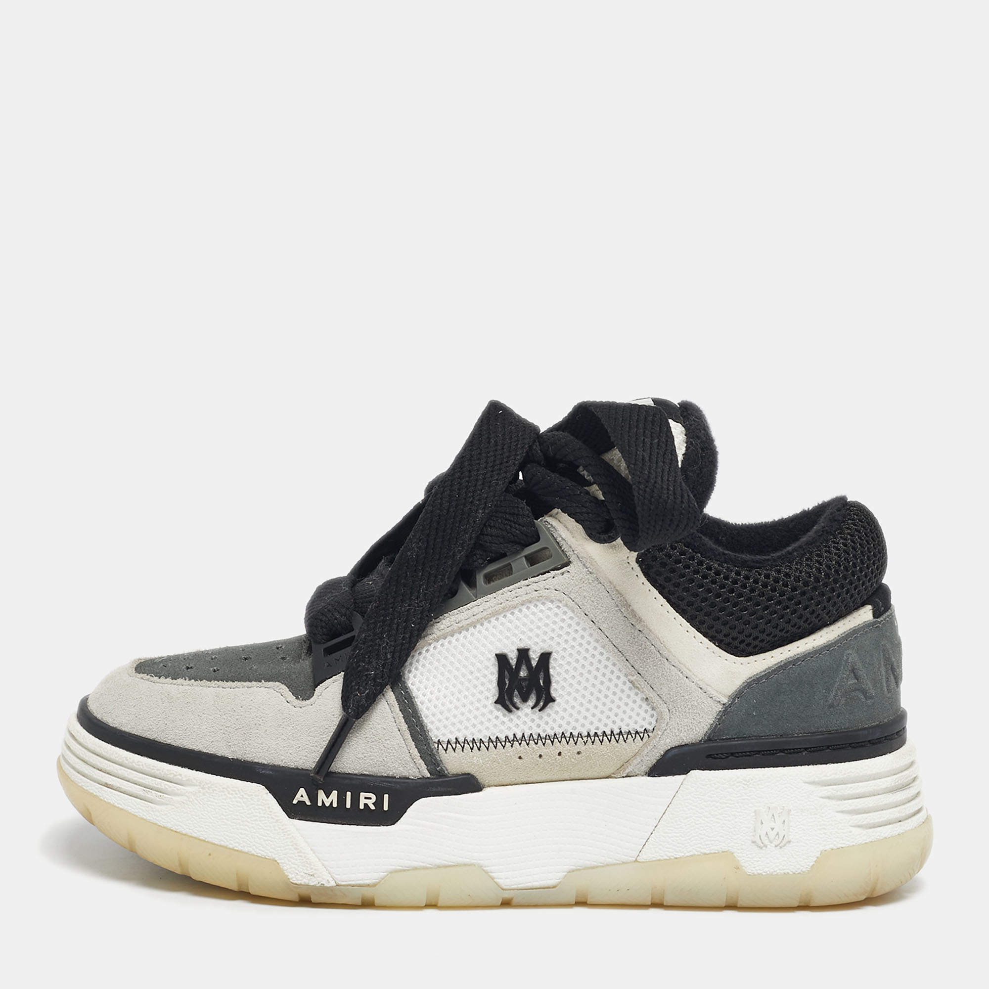 Pre Owned Amiri Tricolor Mesh and Suede MA1 Lace Up Sneakers Size 35