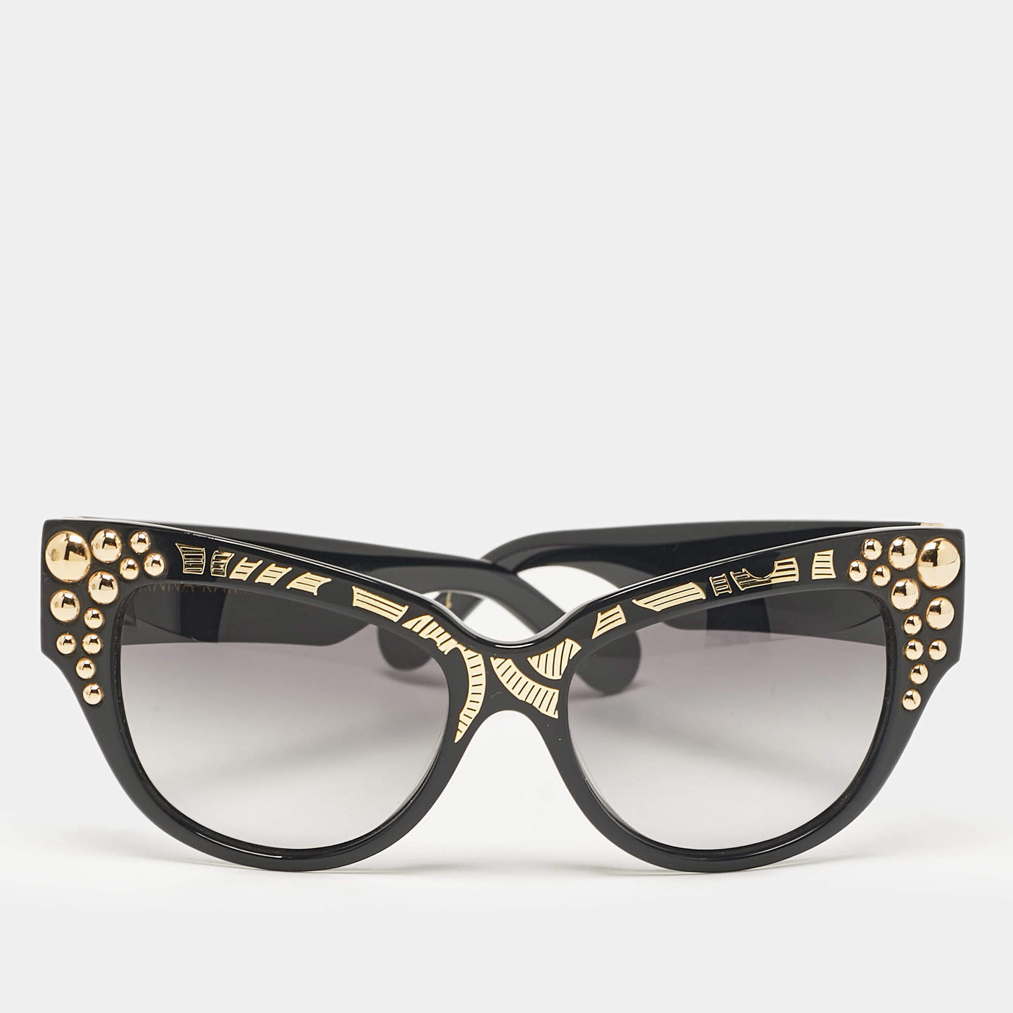 Anna-Karin Karlsson Black Gradient Mademoiselle dOr Studded Cat Eye Sunglasses