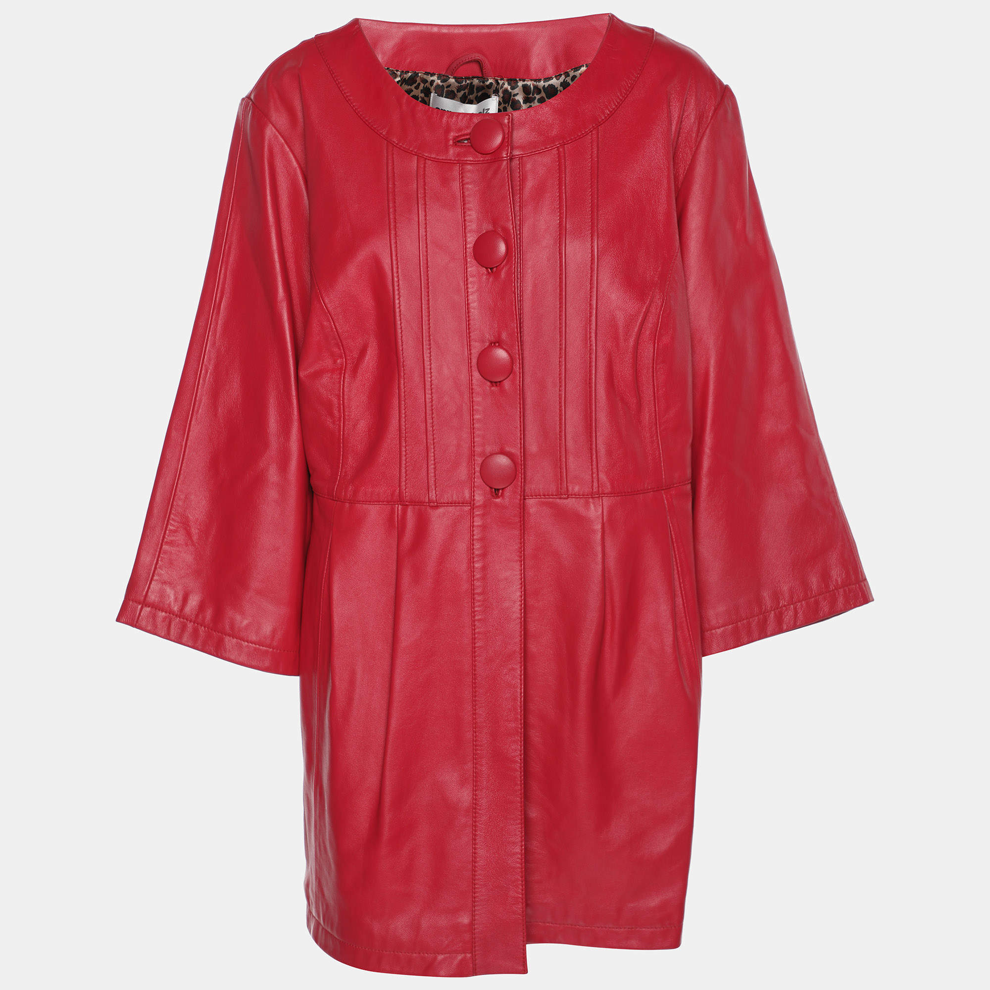 Pre Owned جاكيت جلد أحمر آنا شولتز كبير جدًا