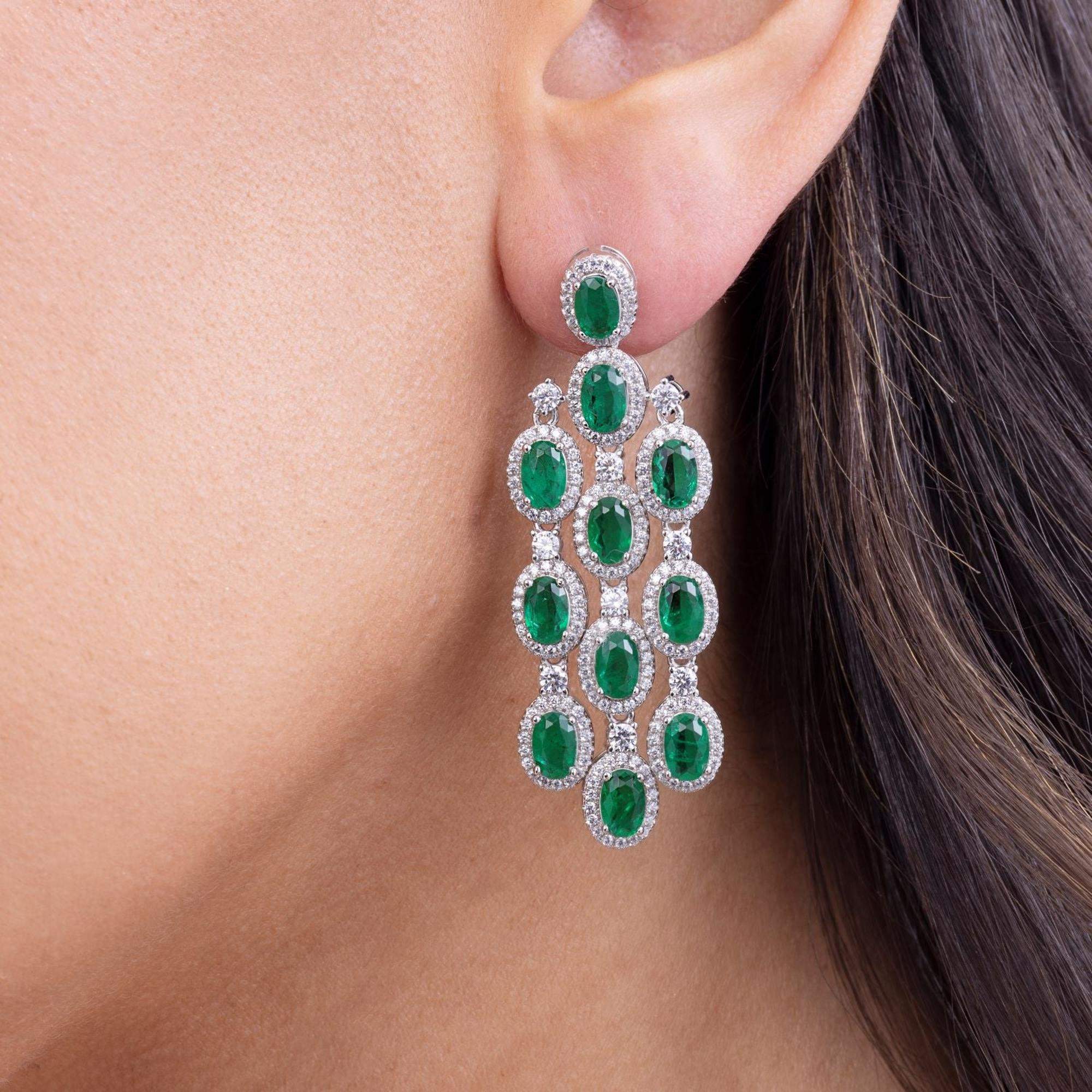 Anna Zuckerman Art Deco Emerald Green Chandelier Earrings Anna ...
