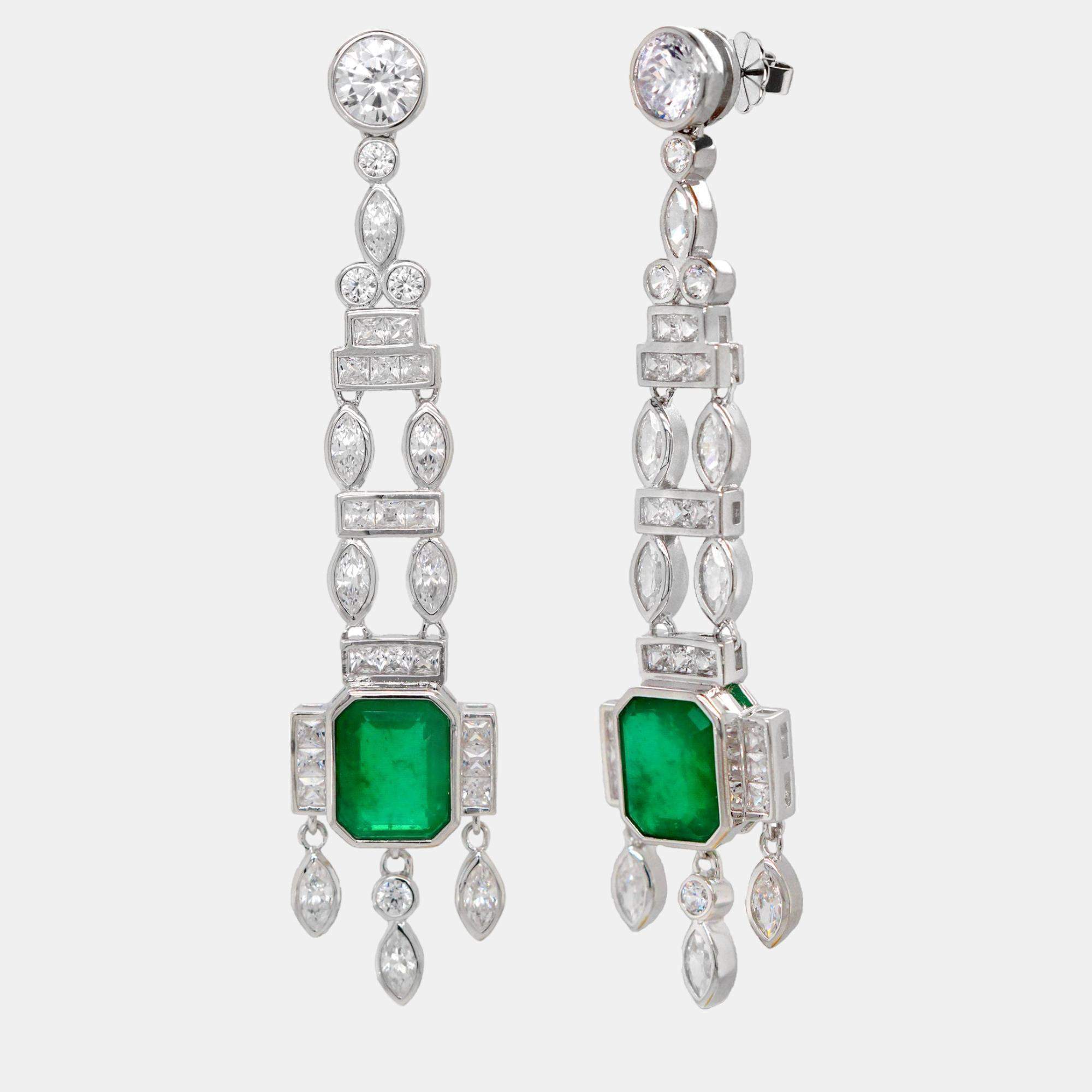 مملوكة مسبقًا Anna Zuckerman Onasis 6 Carat Emerald Drop Earrings 