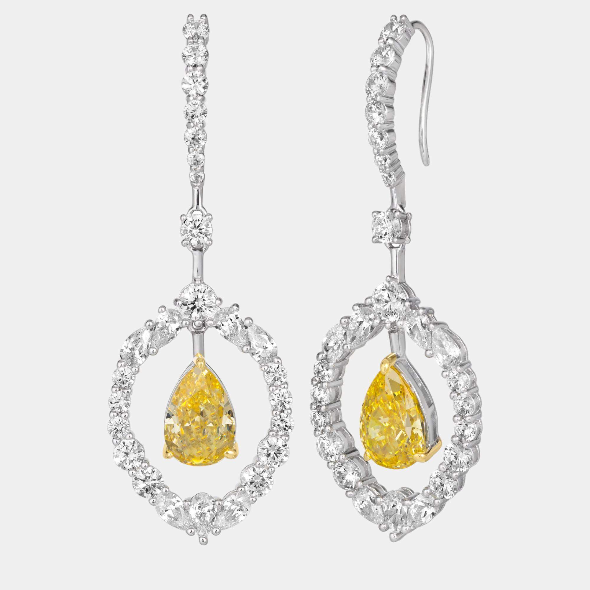 Pre Owned Anna Zuckerman Salma Canary Yellow Statement Earrings 