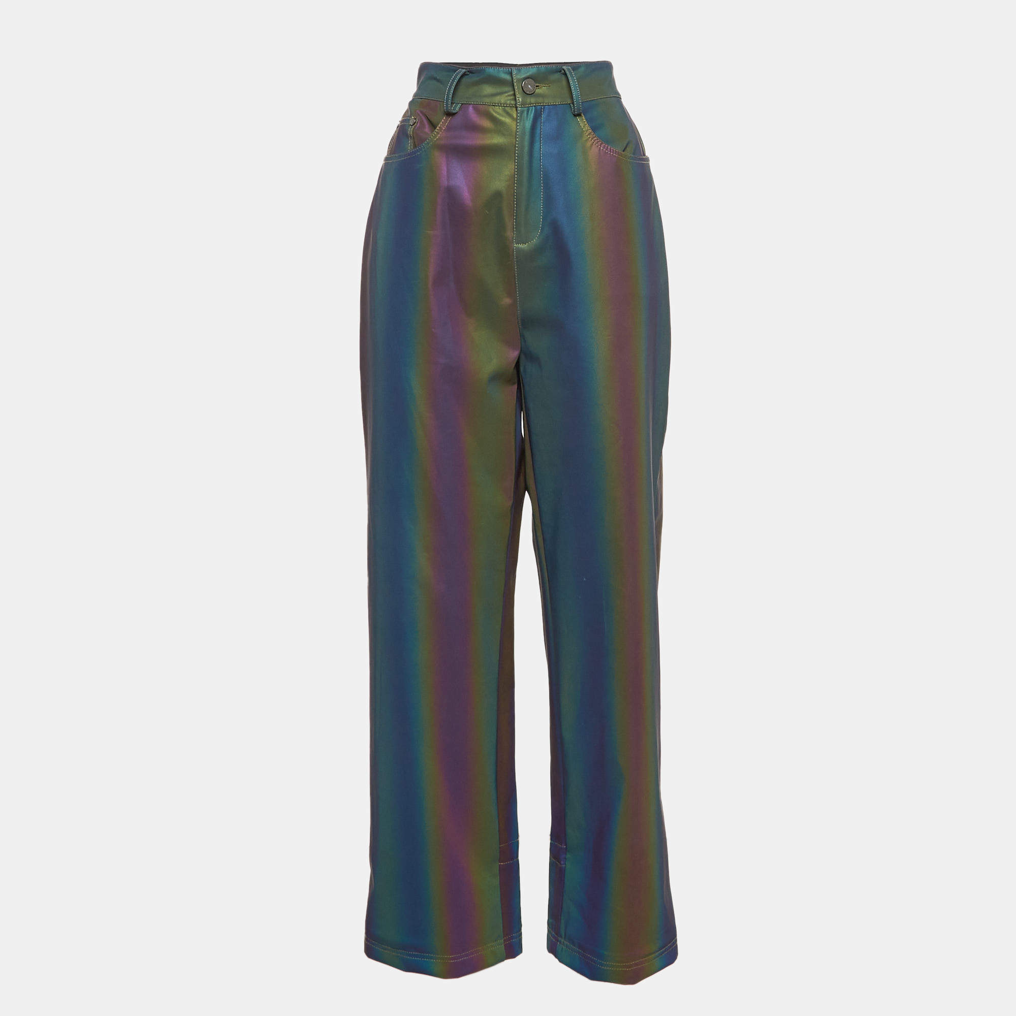Annakiki For Huawei Multicolor Reflective Pattern Synthetic Straight Leg Pants M