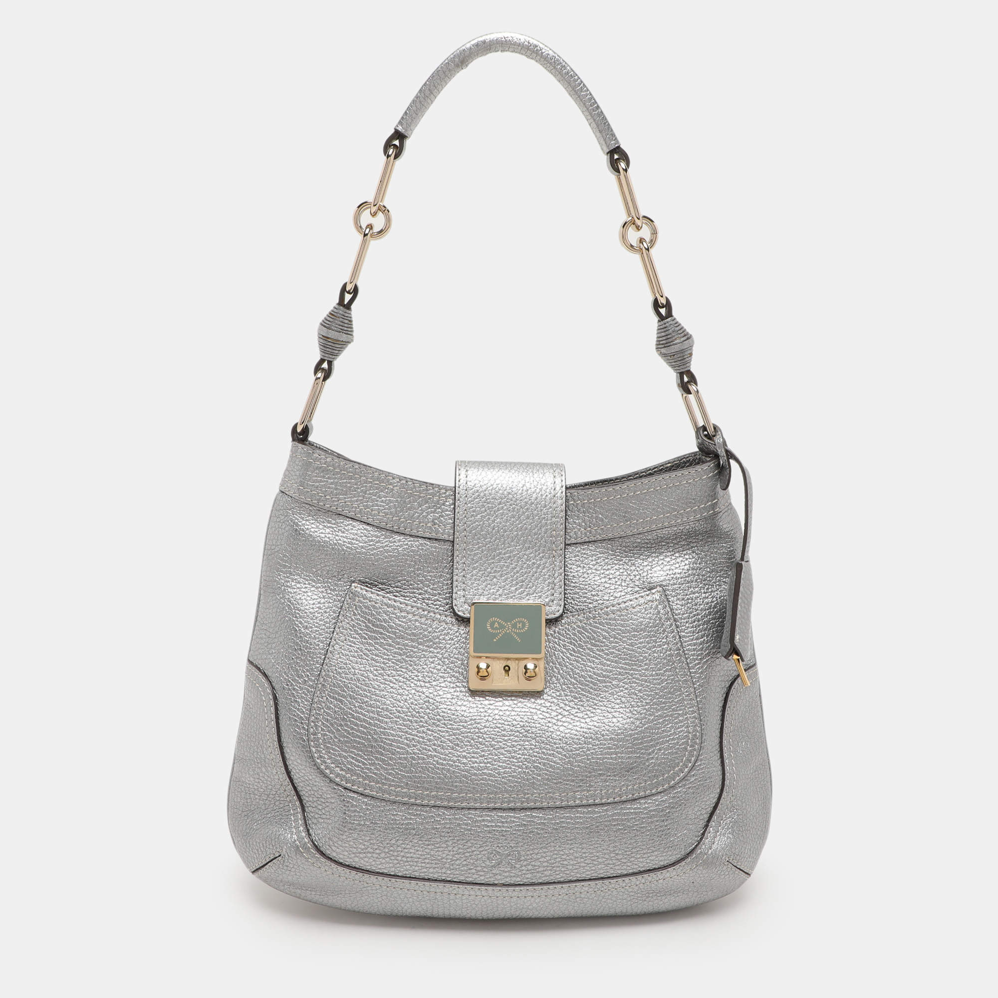 Anya Hindmarch Silver Leather Shoulder Bag