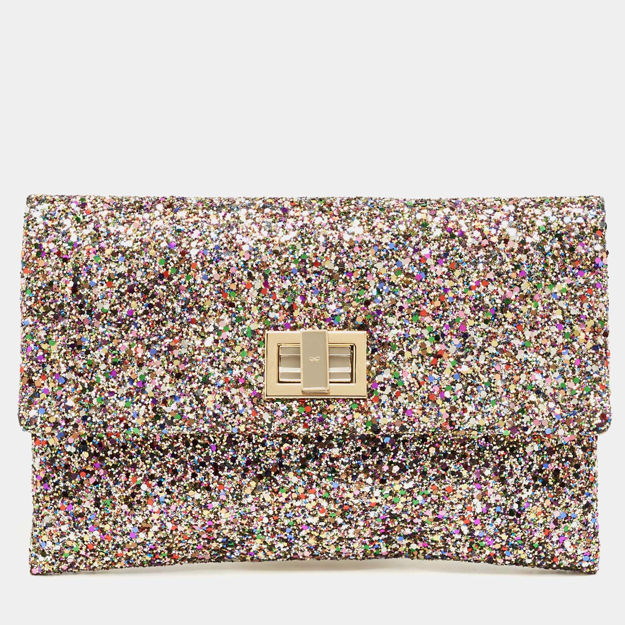 Pre Owned Anya Hindmarch Multicolor Glitter Valorie Clutch