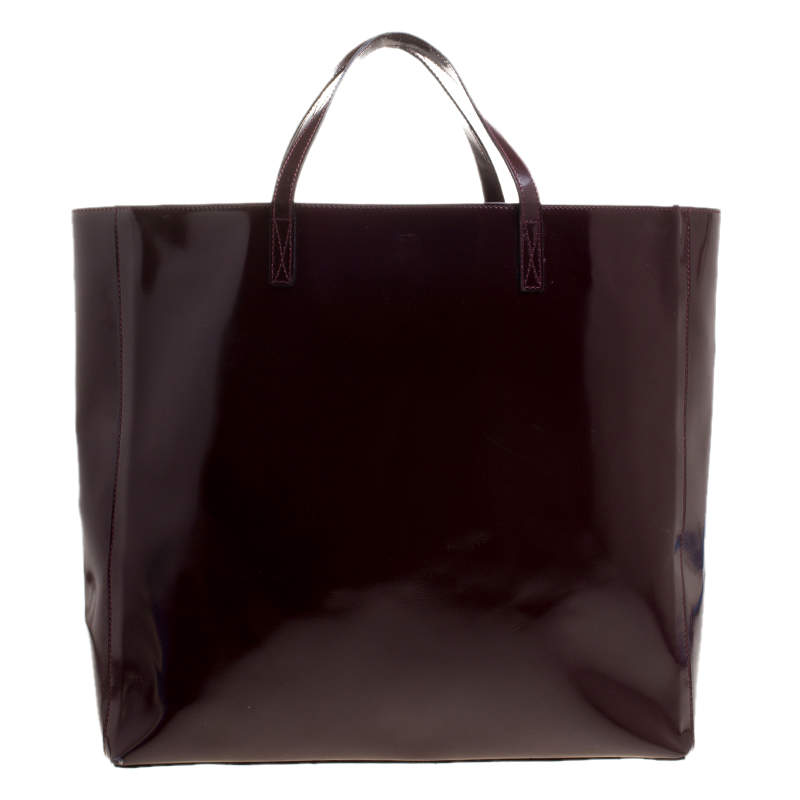 Pre Owned Anya Hindmarch Burgundy Patent Leather Tote