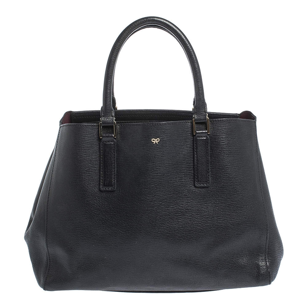 Pre Owned Anya Hindmarch Black Leather Ebury Soft Tote