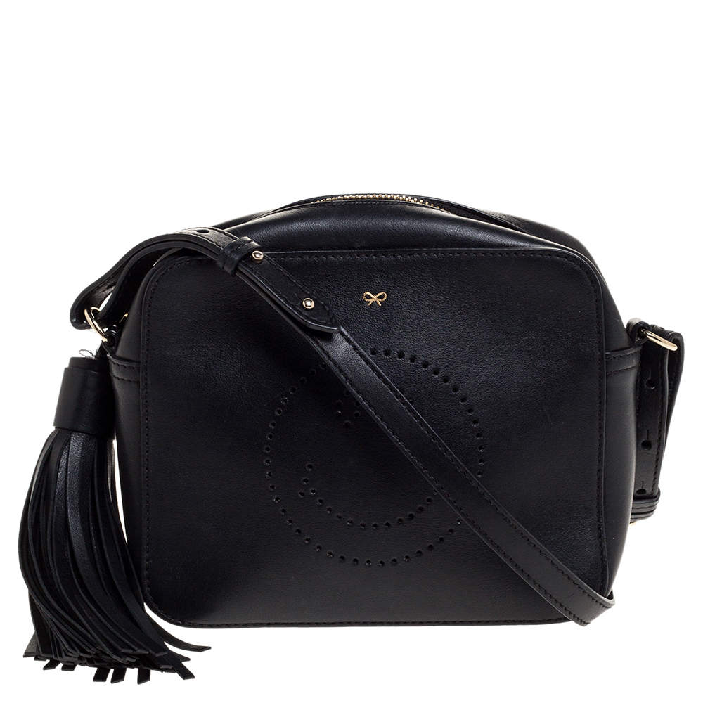 Anya Hindmarch Black Leather Smiley Crossbody Bag Anya Hindmarch TLC