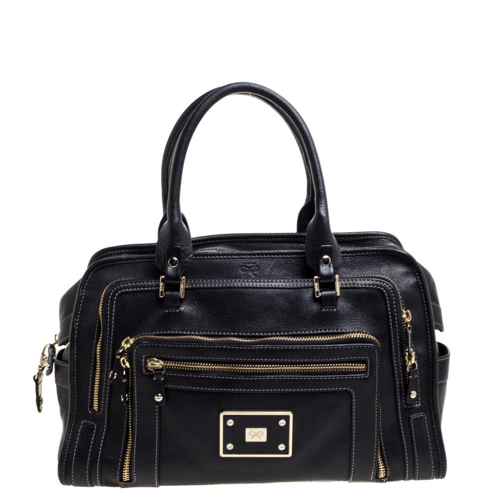 Pre Owned Anya Hindmarch Black Leather Shirley Satchel