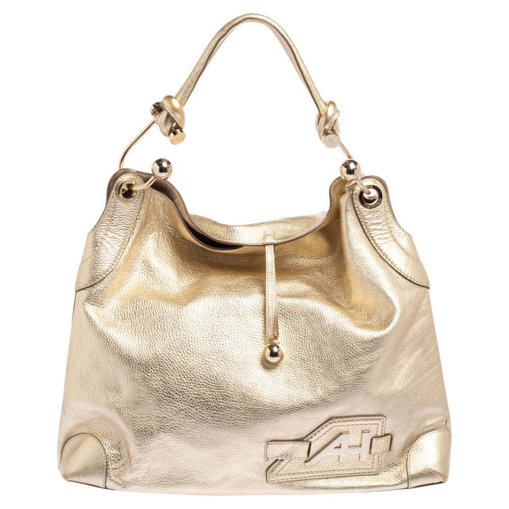 Pre Owned Anya Hindmarch Gold Leather Elrod Hobo