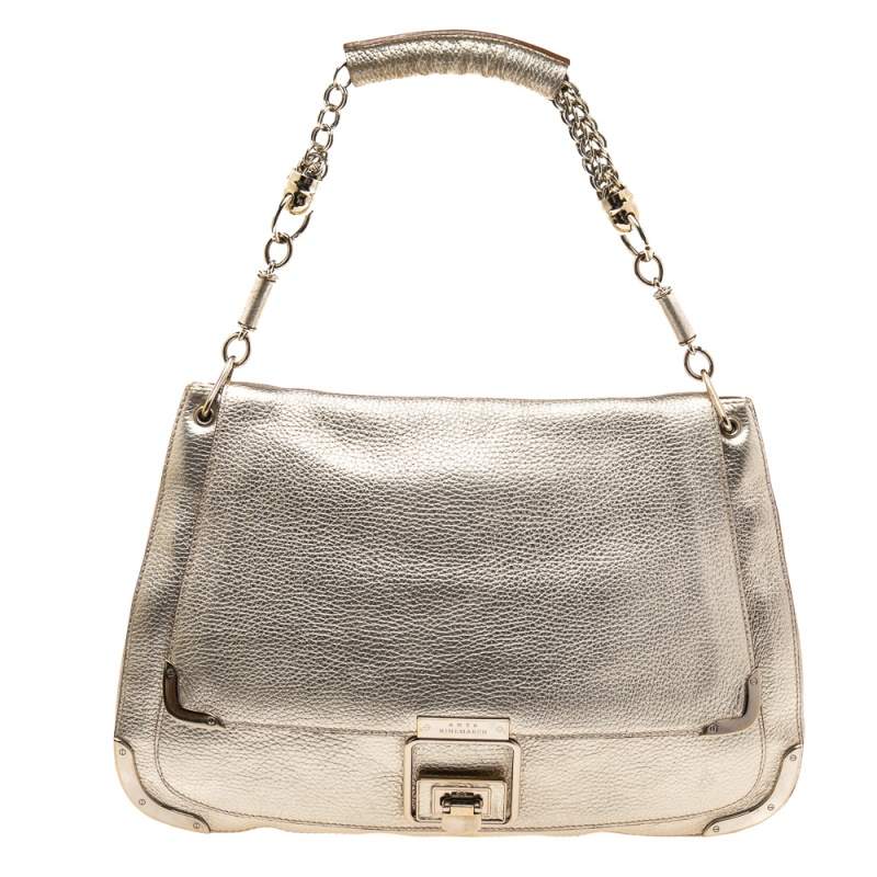 Pre Owned Anya Hindmarch Gold Leather Satchel