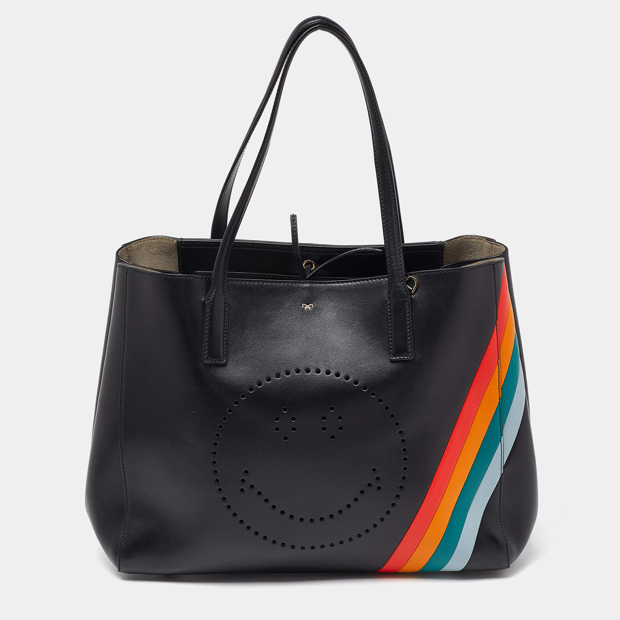 Pre Owned Anya Hindmarch Black Leather Tote