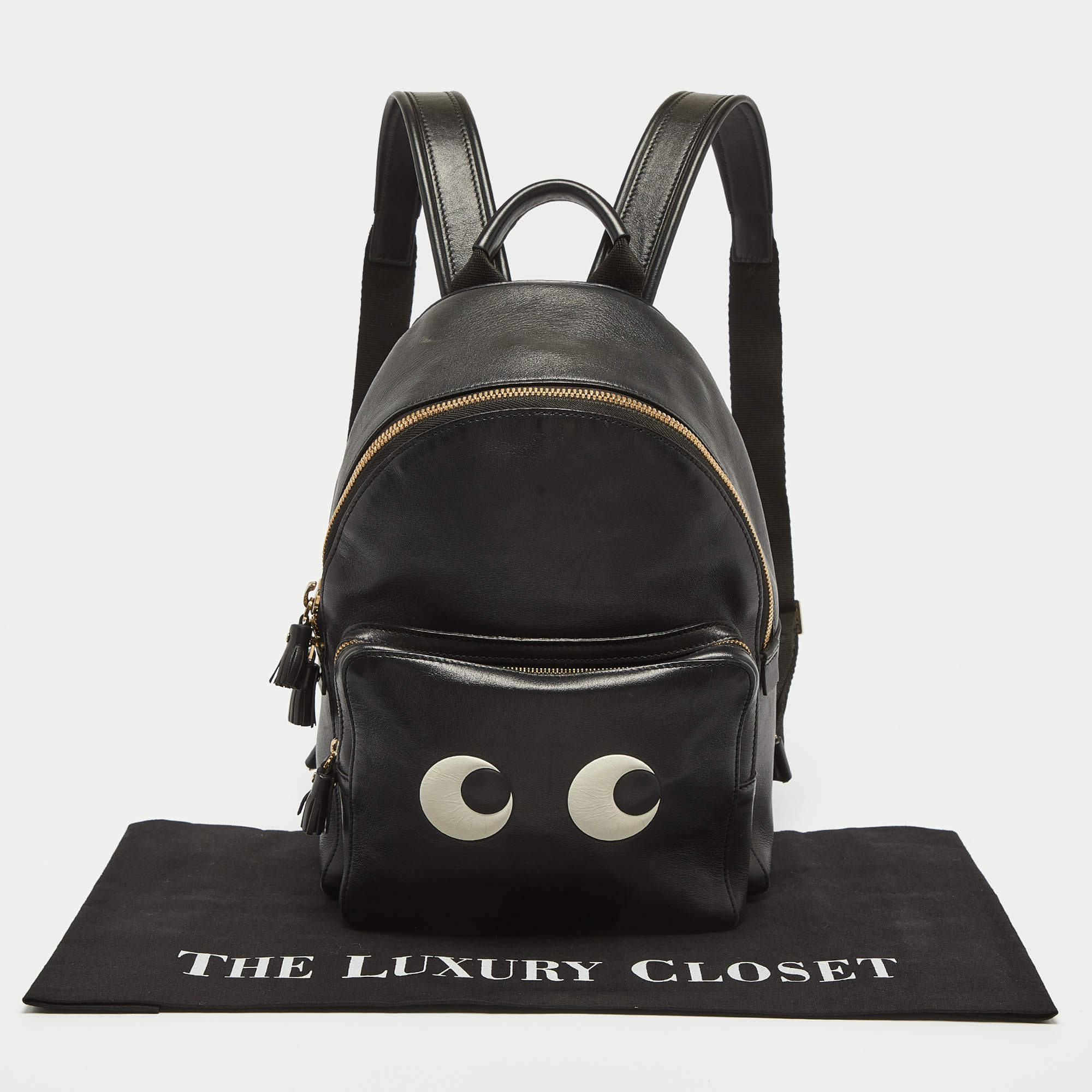 Anya Hindmarch Black Leather Mini Eyes Backpack Anya Hindmarch TLC