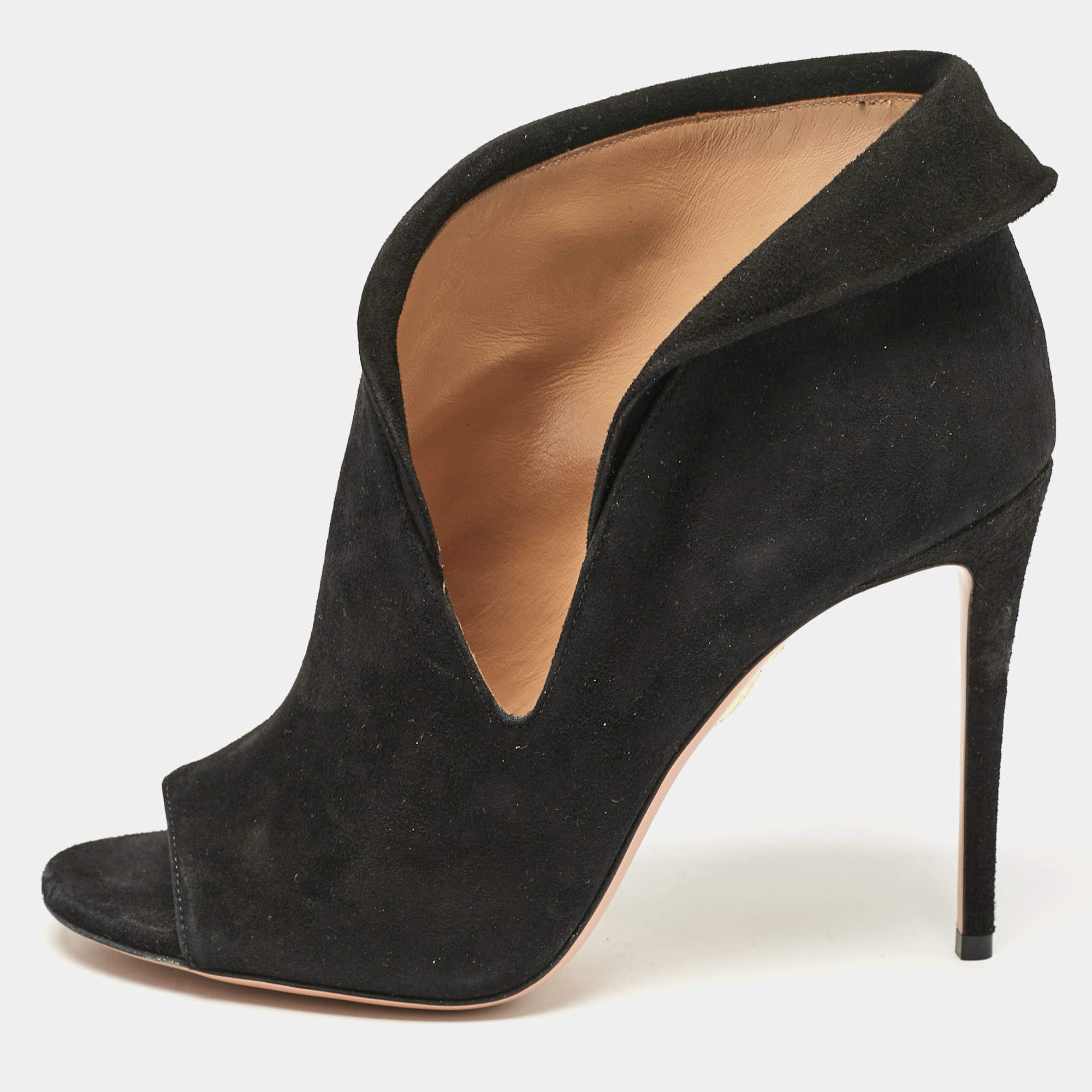 Aquazzura Black Suede Viola Ankle Length Boots Size 40
