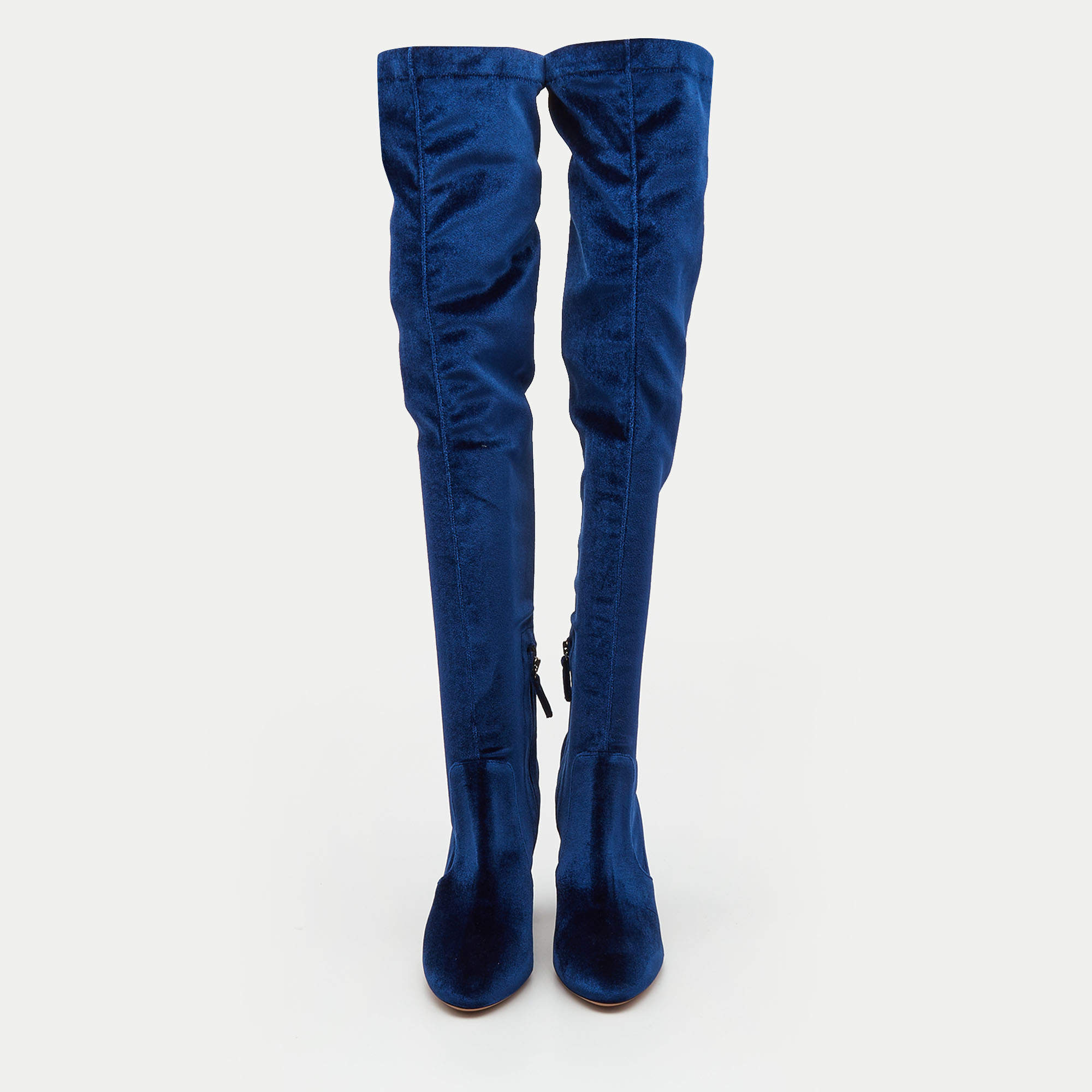 Aquazzura blue velvet clearance boots