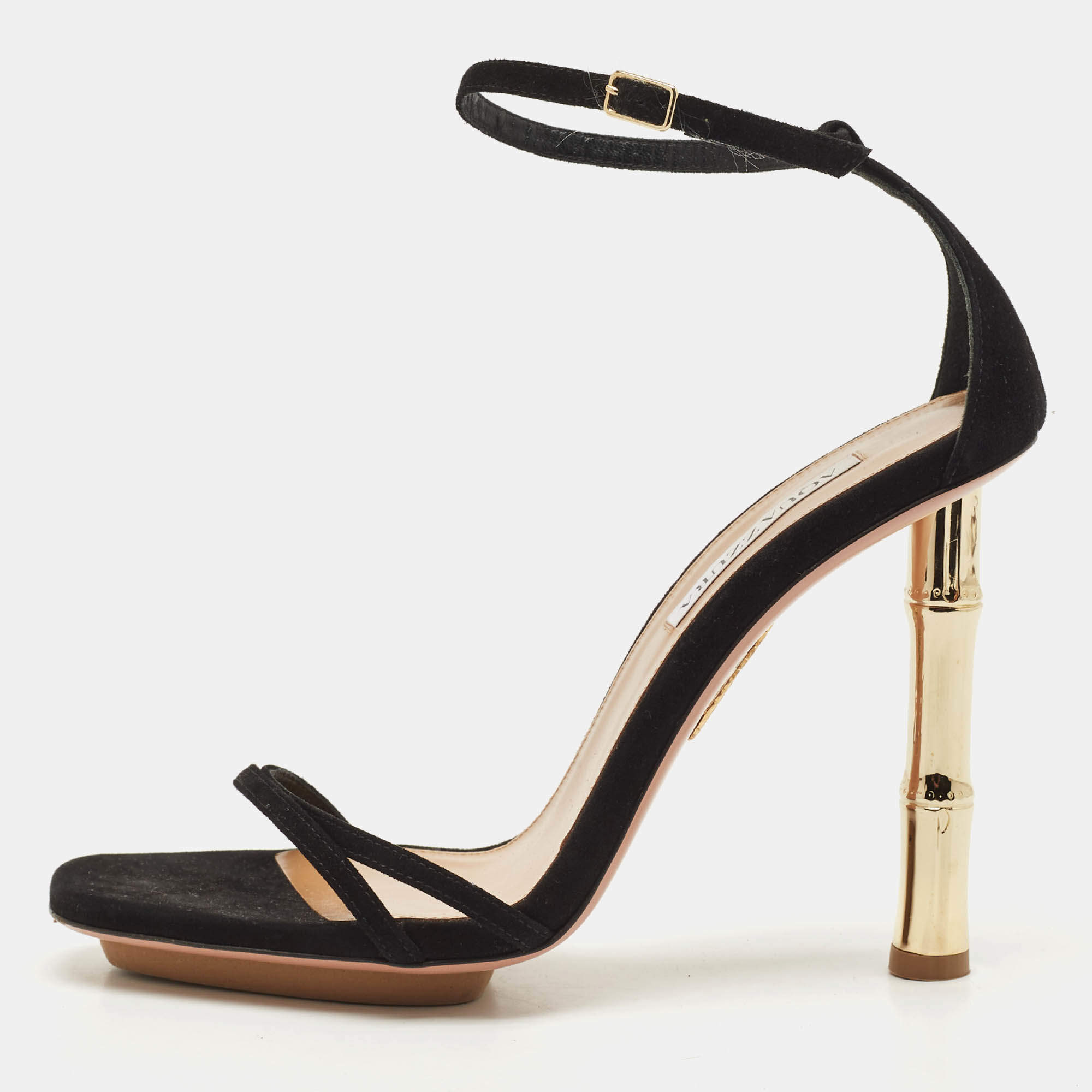 Pre Owned Aquazzura Black Suede Wild Nights 115 Ankle Strap Sandals Size 40