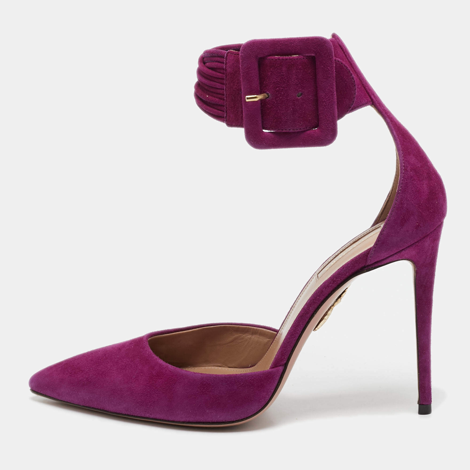 Pre Owned Aquazzura Purple Suede Casablanca Ankle Cuff Pumps Size 40