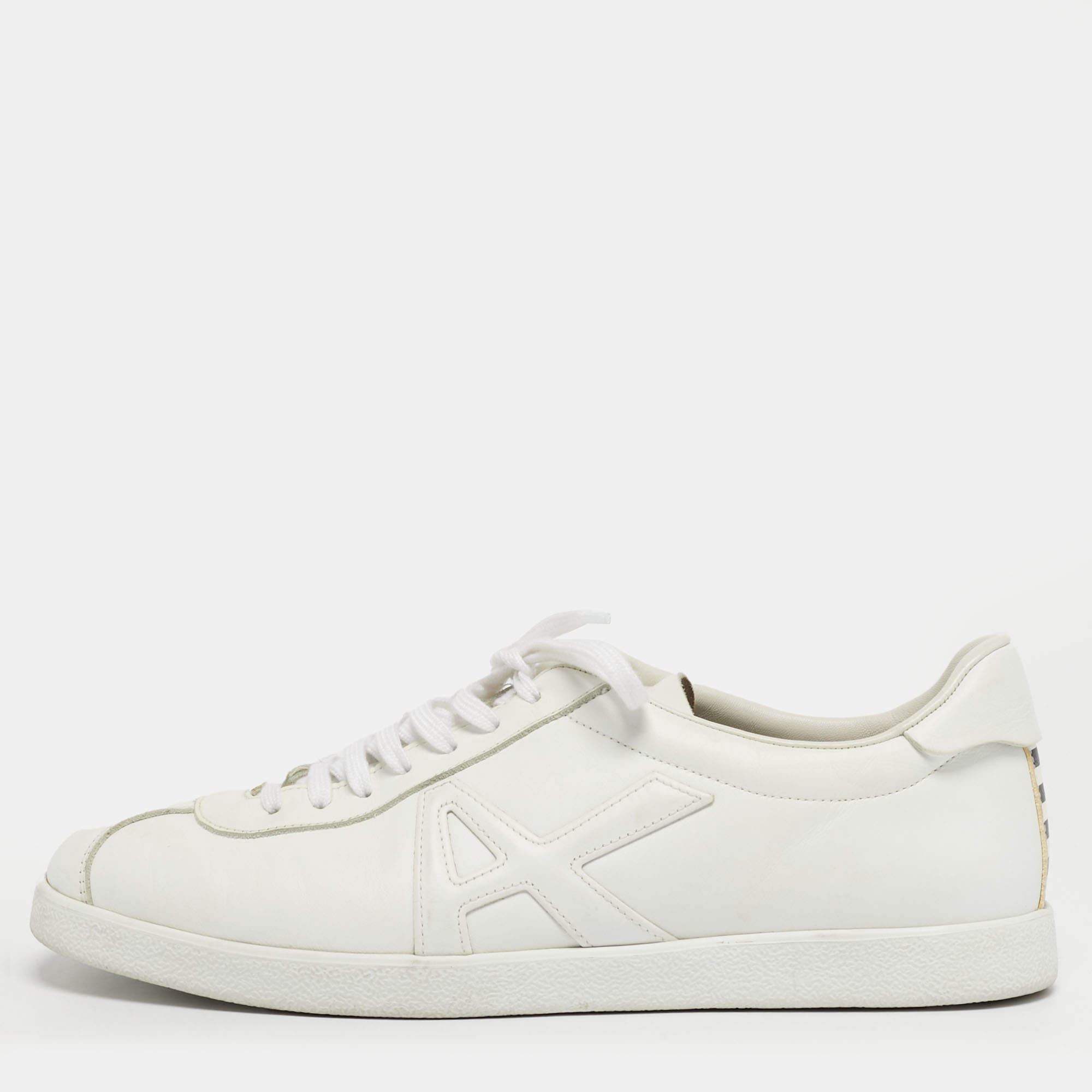 Pre Owned Aquazzura White Leather The A Lace Up Low Top Sneaker Size 40