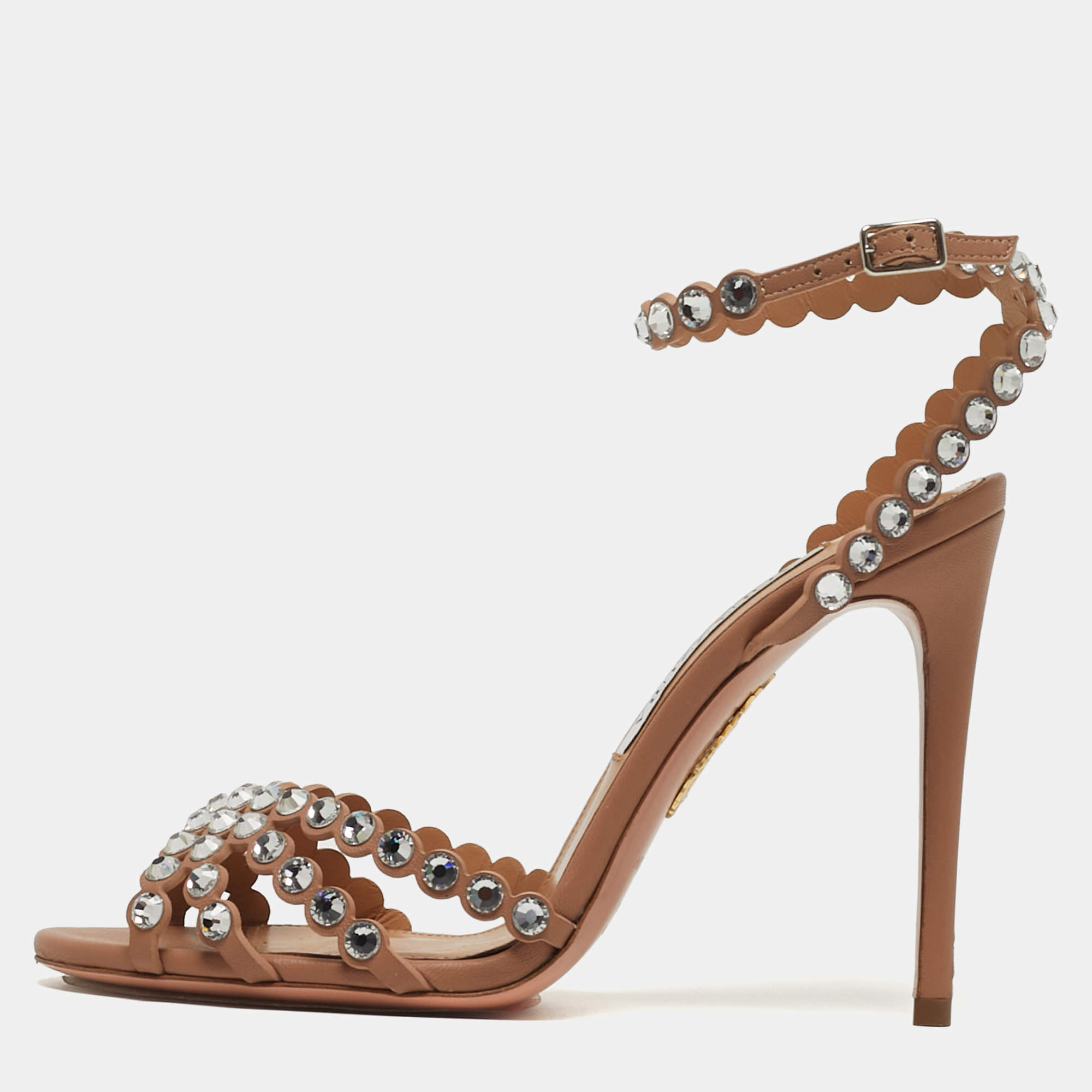 مملوكة مسبقًا Aquazzura Tequila Size 36 Beige Leather Ankle Strap Sandals