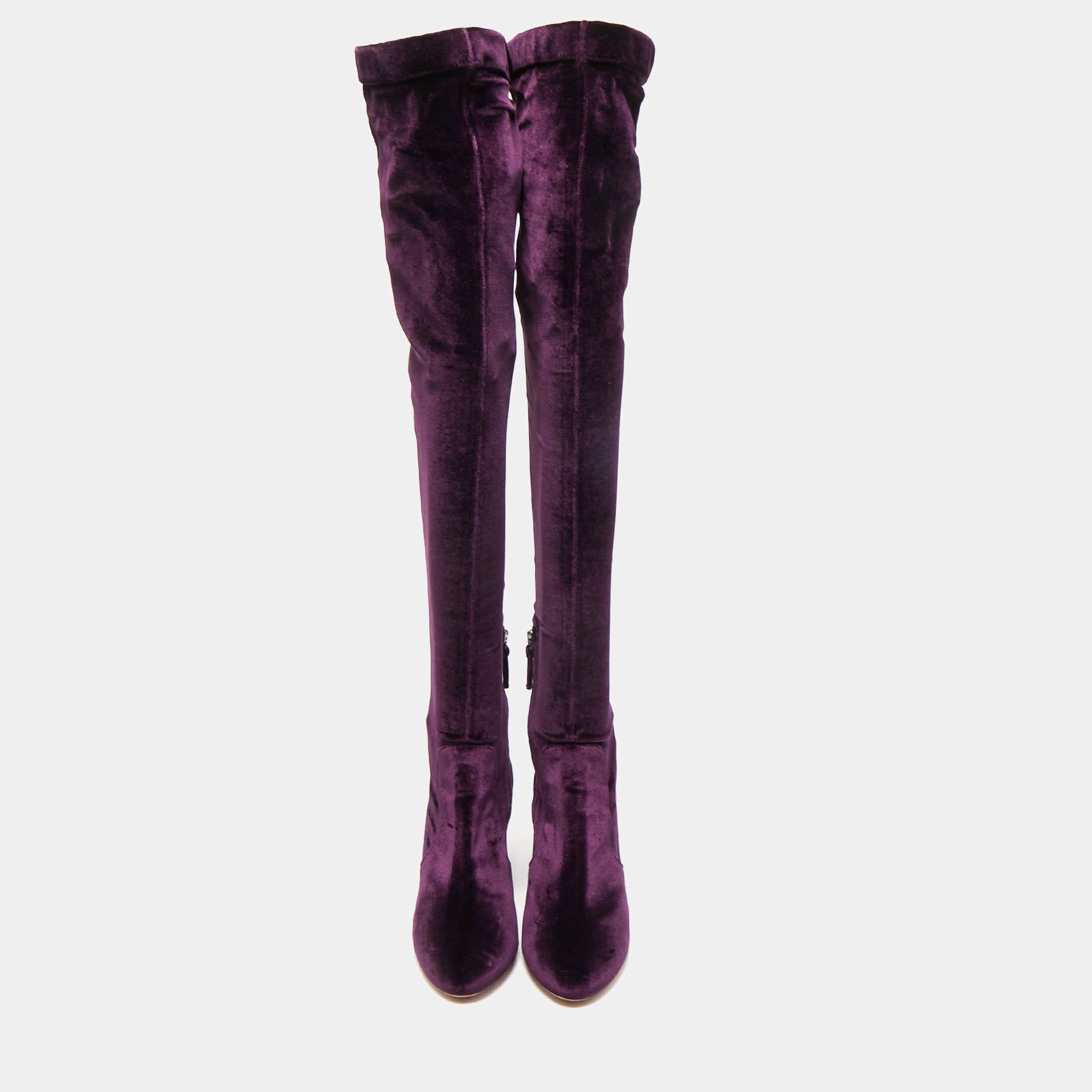 Purple velvet boots best sale