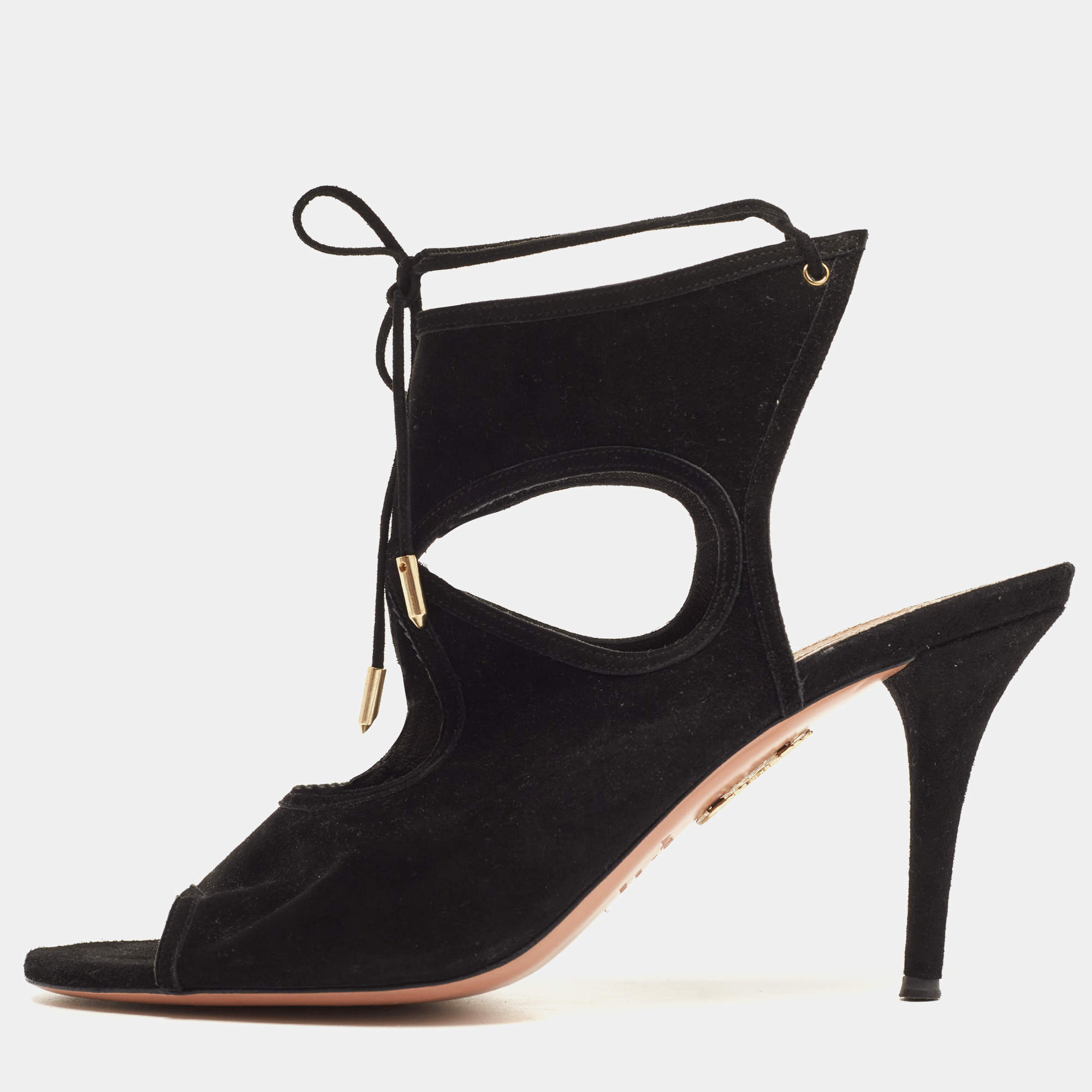Aquazzura Black Suede Sexy Thing Sandals Size 42