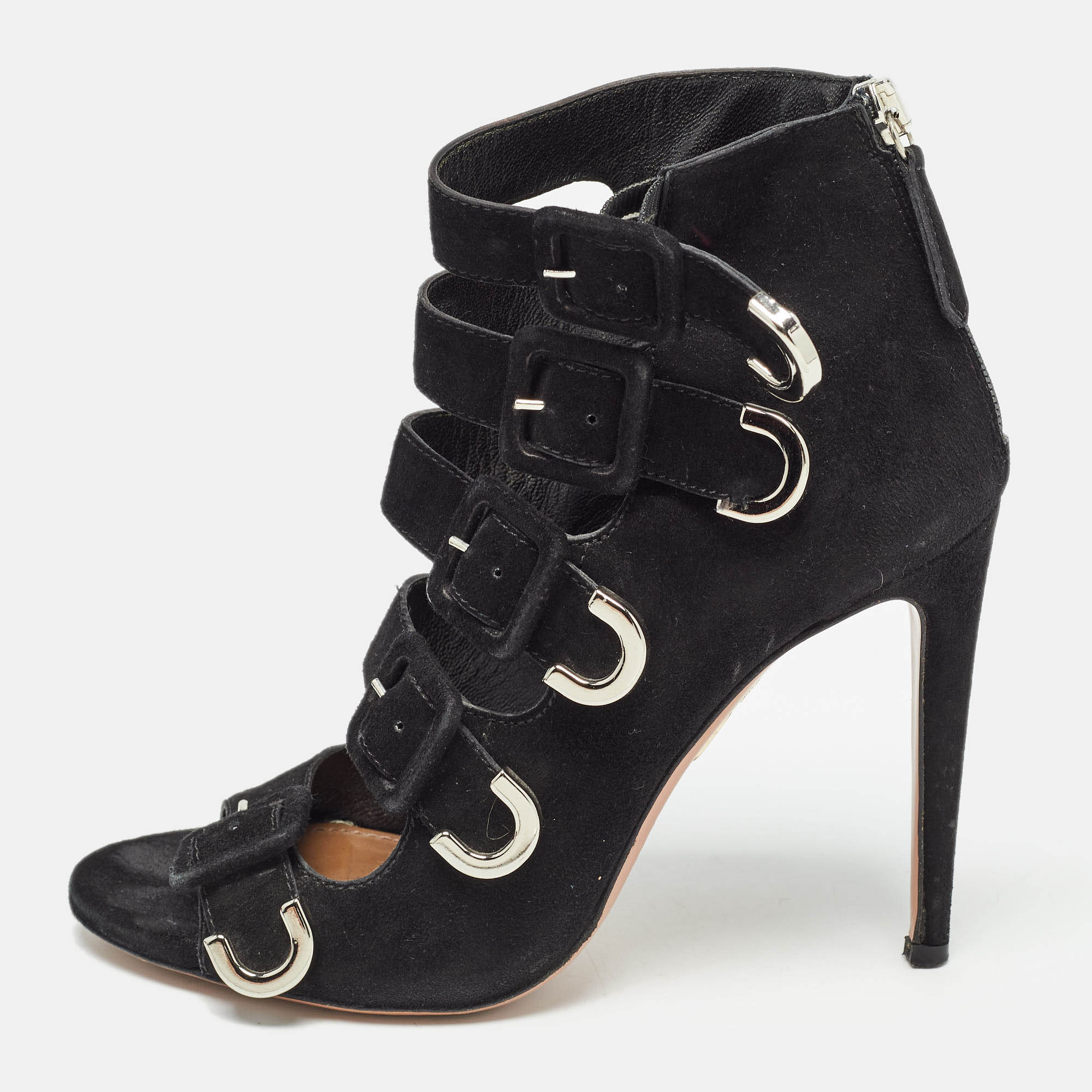 Aquazzura Black Suede Claudia Schiffer Boots Size 36