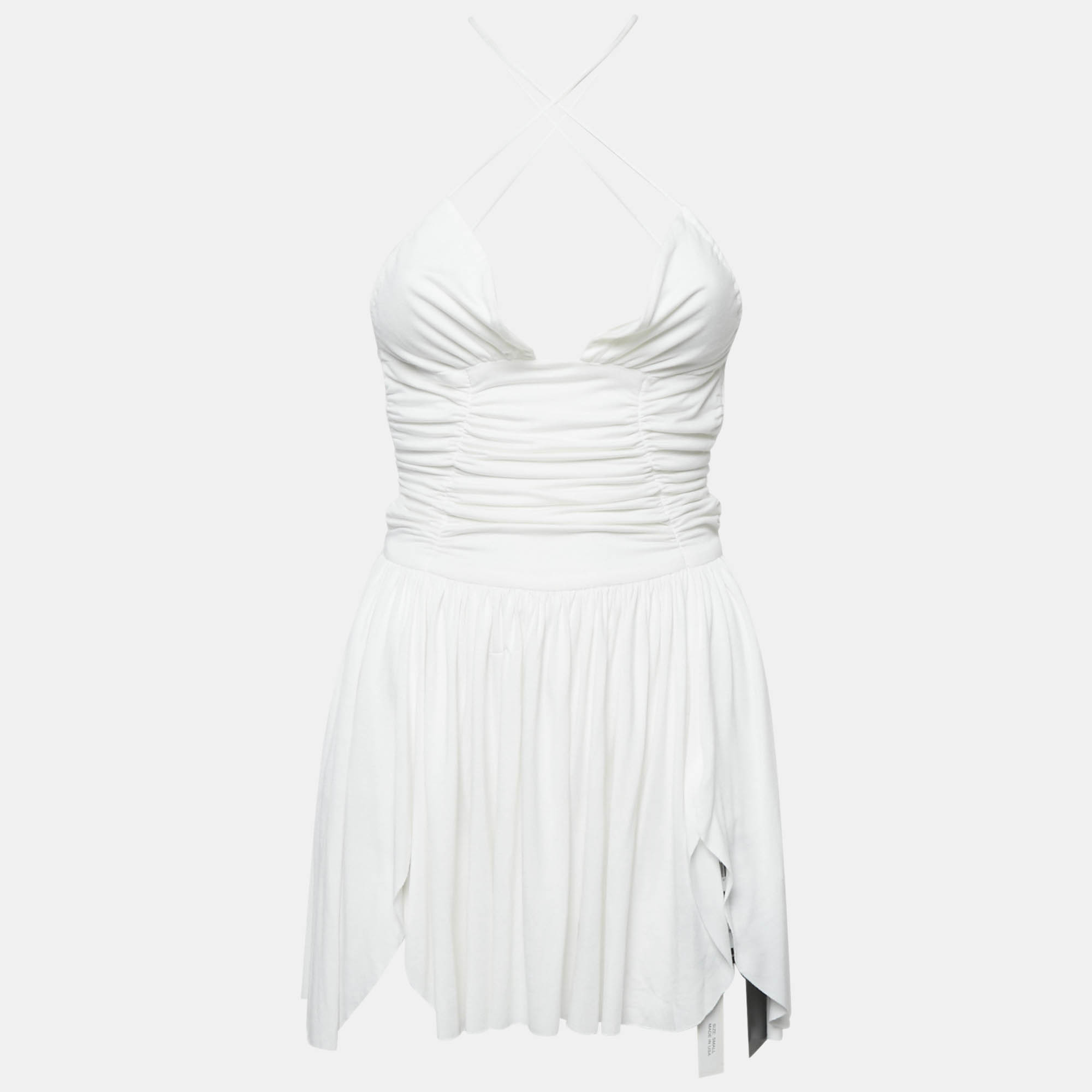 Pre Owned فستان آري يو أم آي جيرسي أبيض قصير مقاس صغير (سمول)