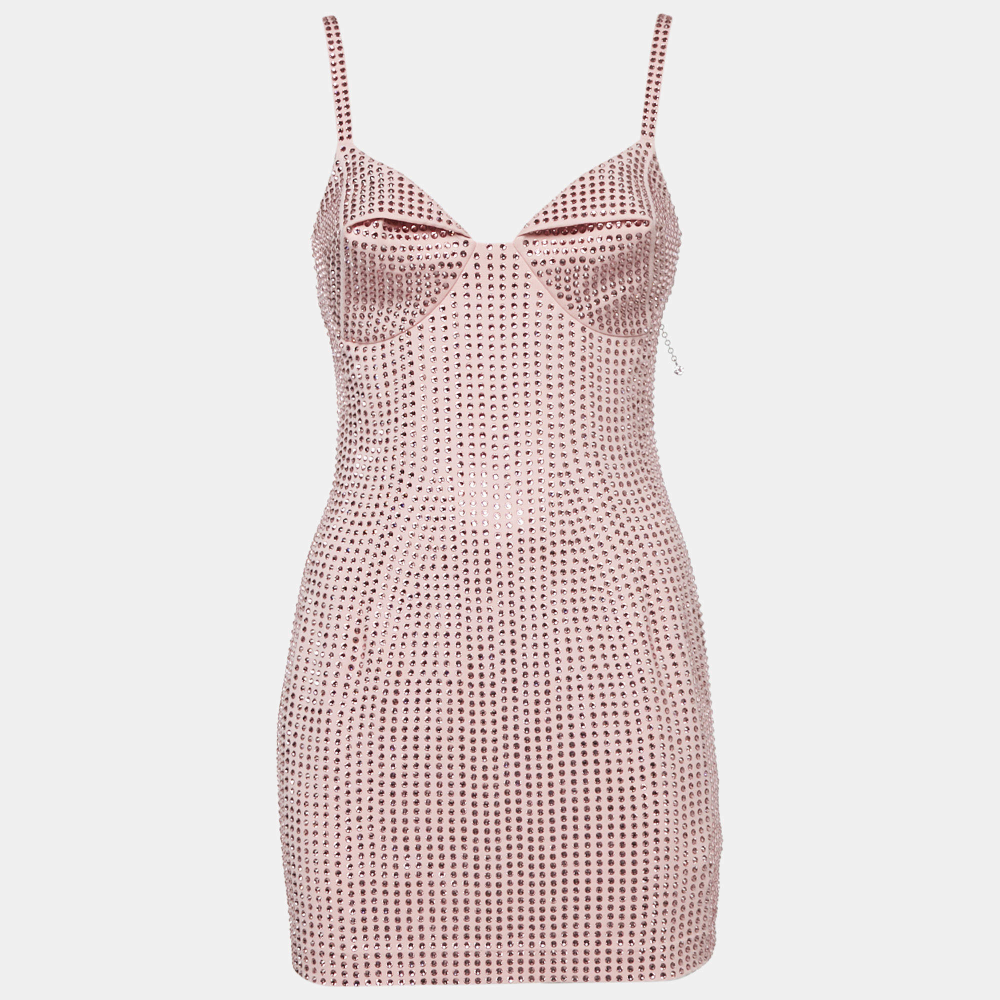 Area Candy Rose Jersey Crystal Embellished Mini Dress S