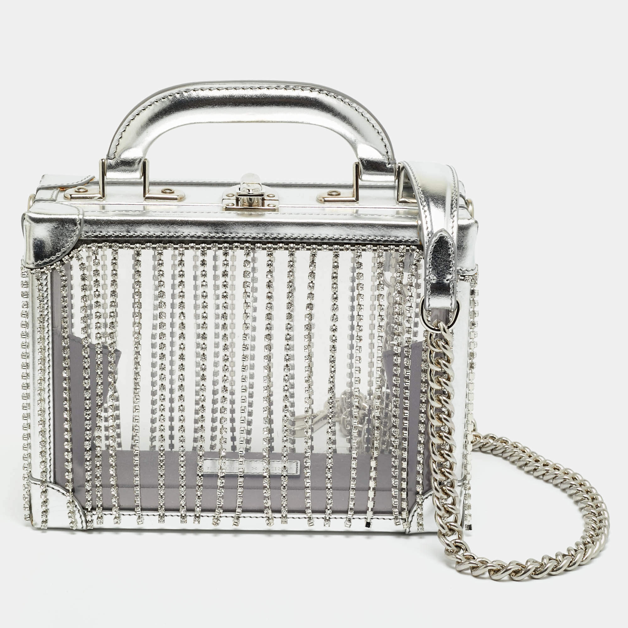 مملوكة مسبقًا حقيبة يد منطقة x بيرتوني لينغ لينغ فضية جلدية و PVC