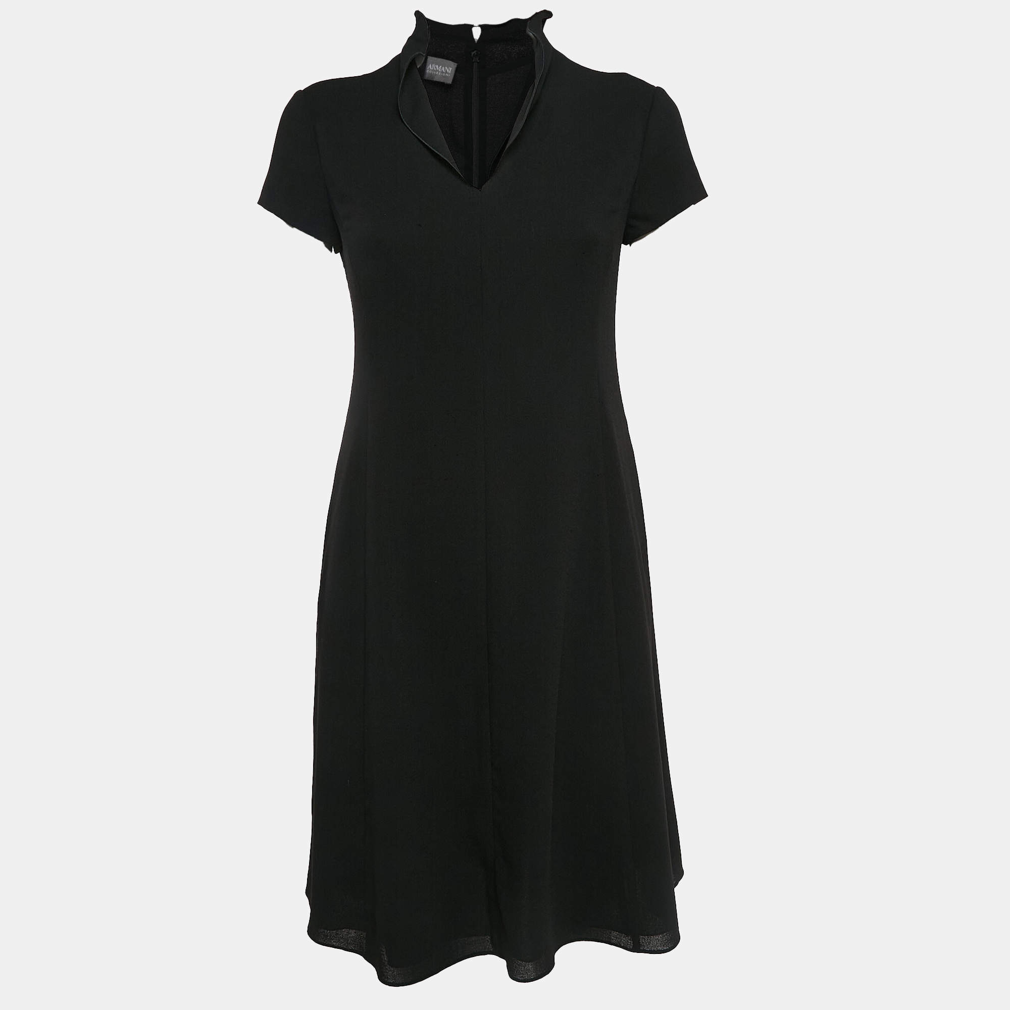 Giorgio Armani Wool top Crepe Vneck Dress