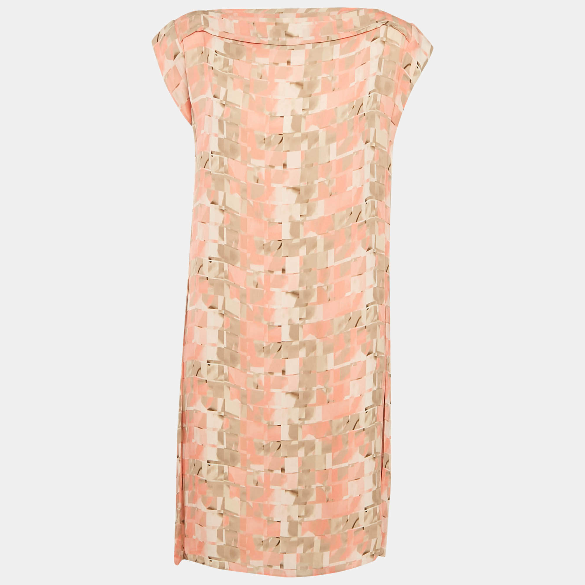 Pre Owned Armani Collezioni Pink Printed Silk Short Dress M