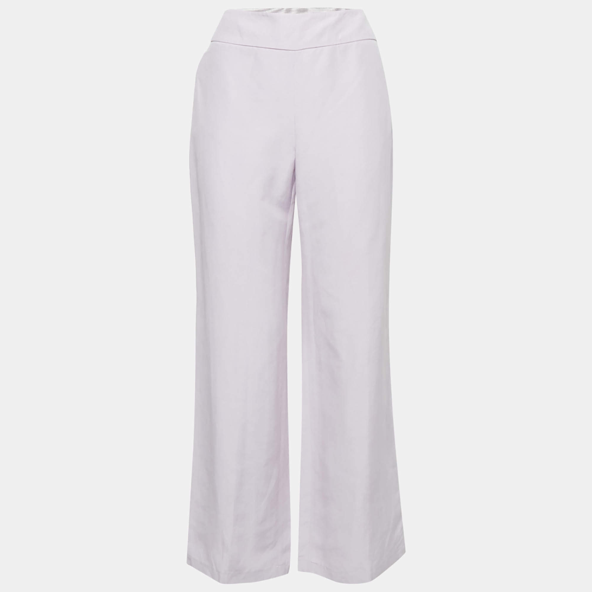 Armani Collezioni Light Purple Crepe Wide-Leg Trousers M