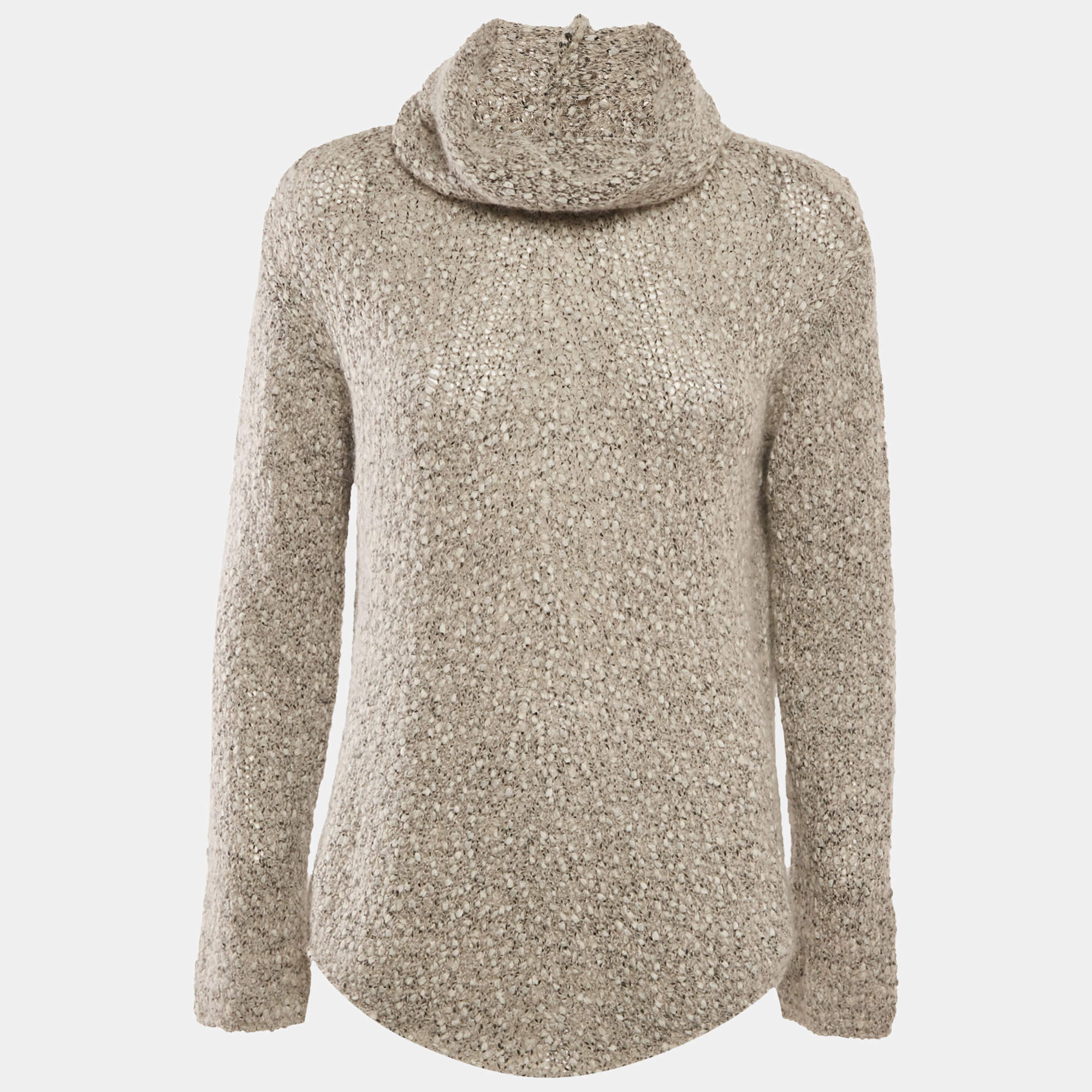 Armani Collezioni Grey Patterned Knit Turtle Neck Sweater M