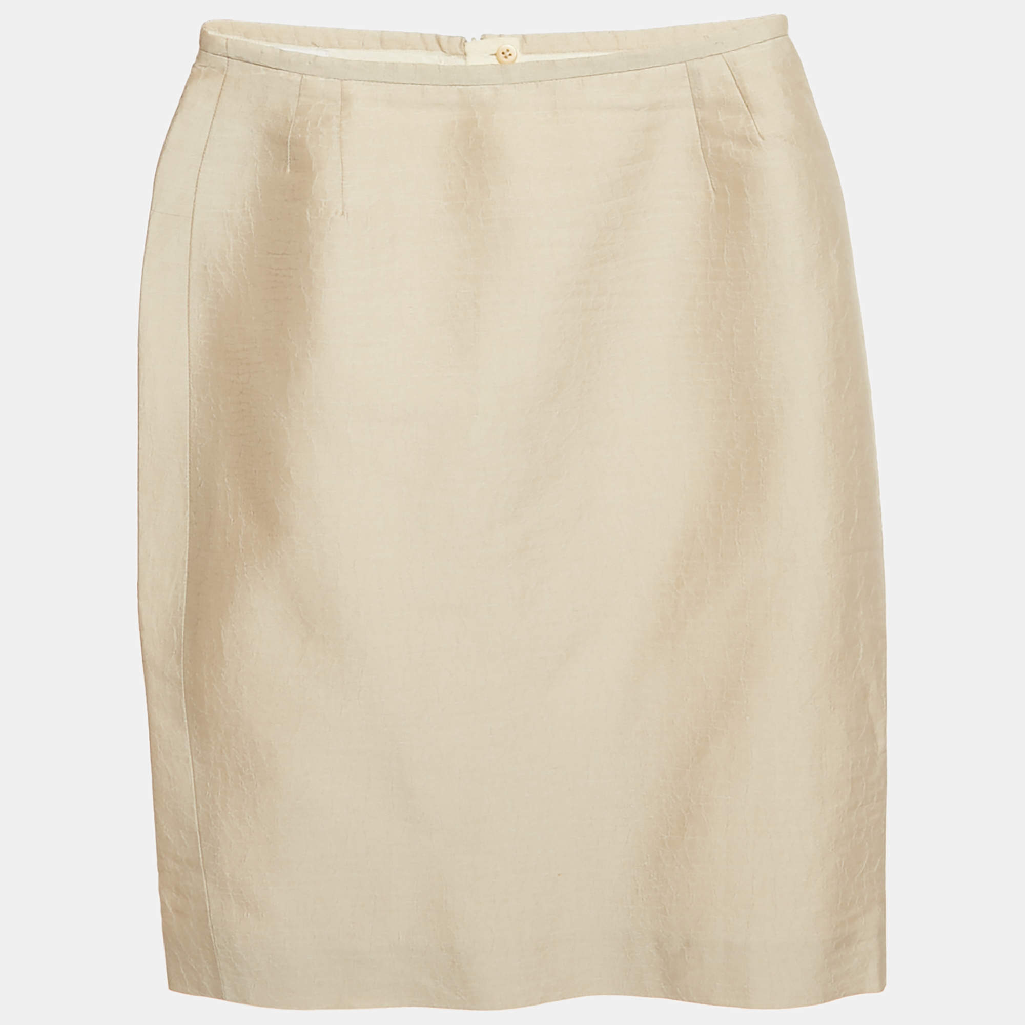 Pre Owned Armani Collezioni Beige Jacquard Pencil Skirt M 