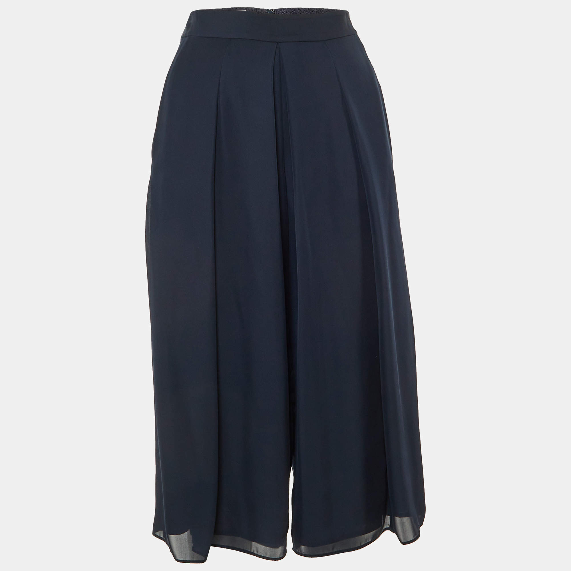 Pre Owned Armani Collezioni Navy Blue Crepe Culottes S