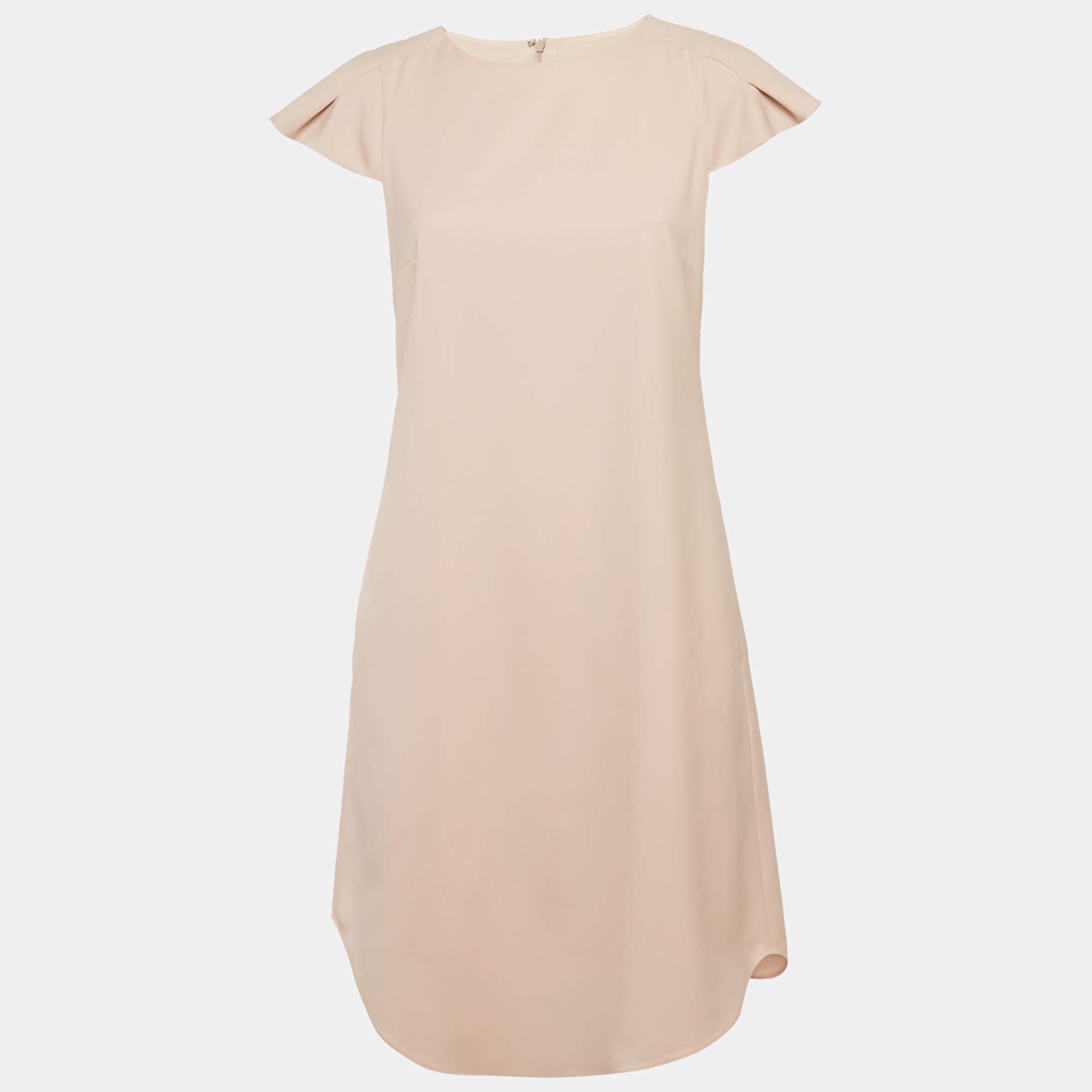 Pre Owned Emporio Armani Pink Wool Crepe Shift Dress S