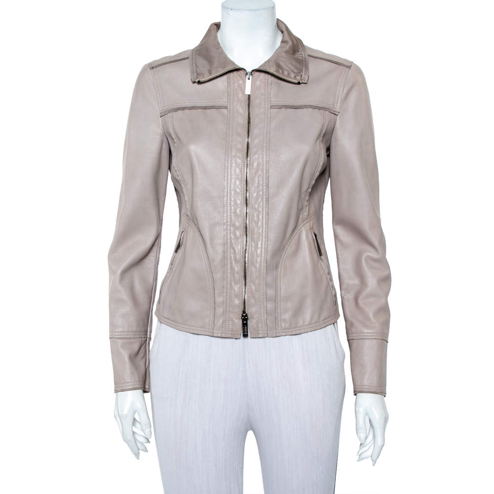 Armani collezioni hotsell leather jacket womens